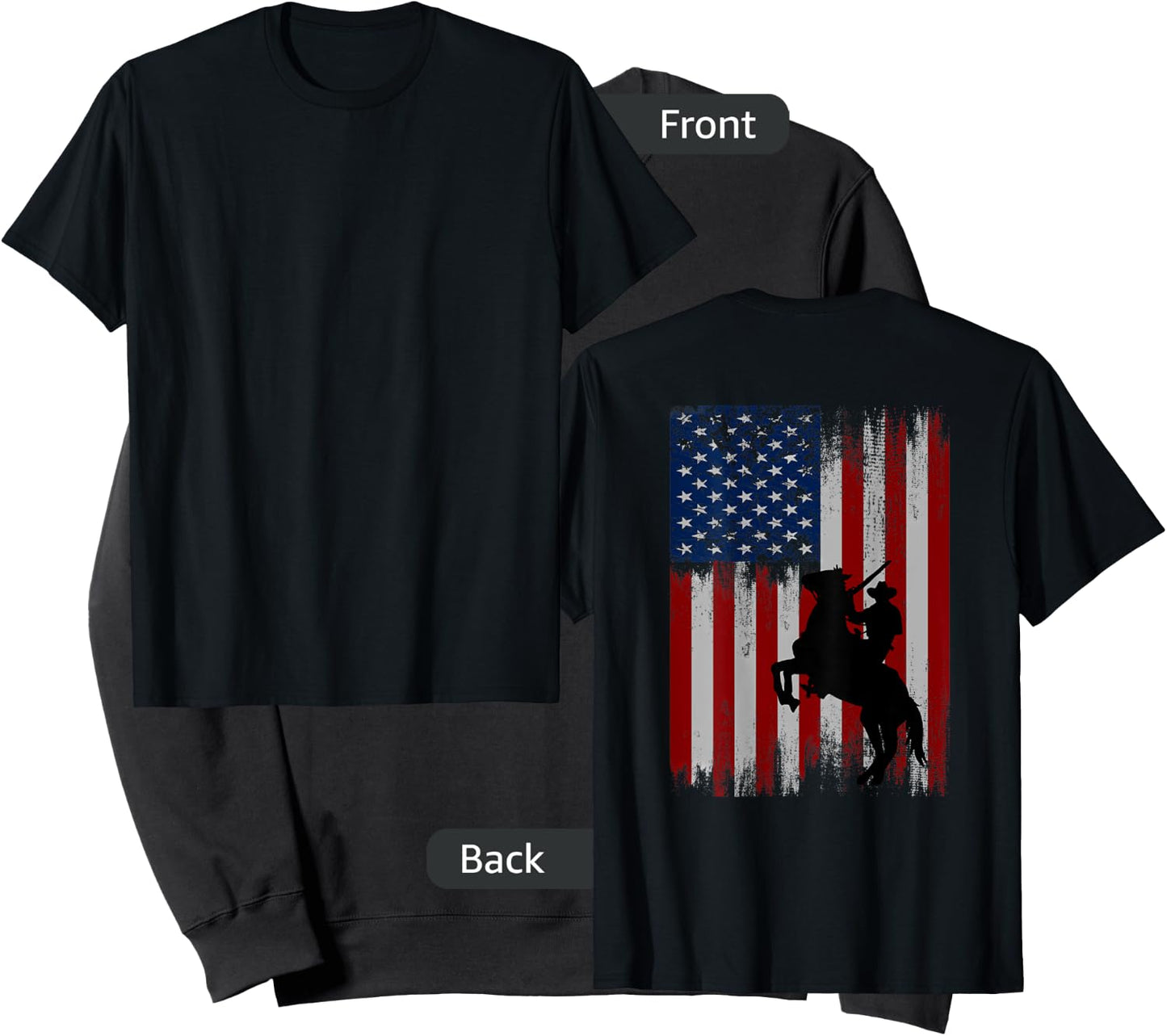(Print on Back) vintage usa american flag cowboy Rodeo Sweatshirt - Sweatshirt | Black