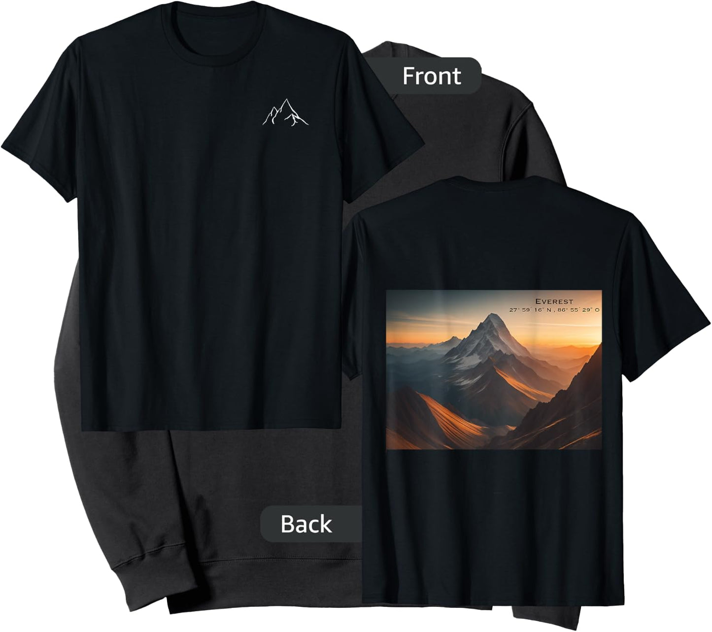 Everest Mountain Design with Back Print Sweatshirt - Sweatshirt | Black