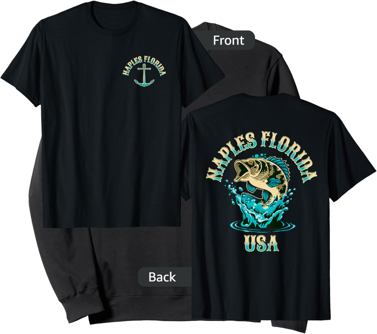 Naples Florida USA Fishing Design Sweatshirt - Sweatshirt | Black
