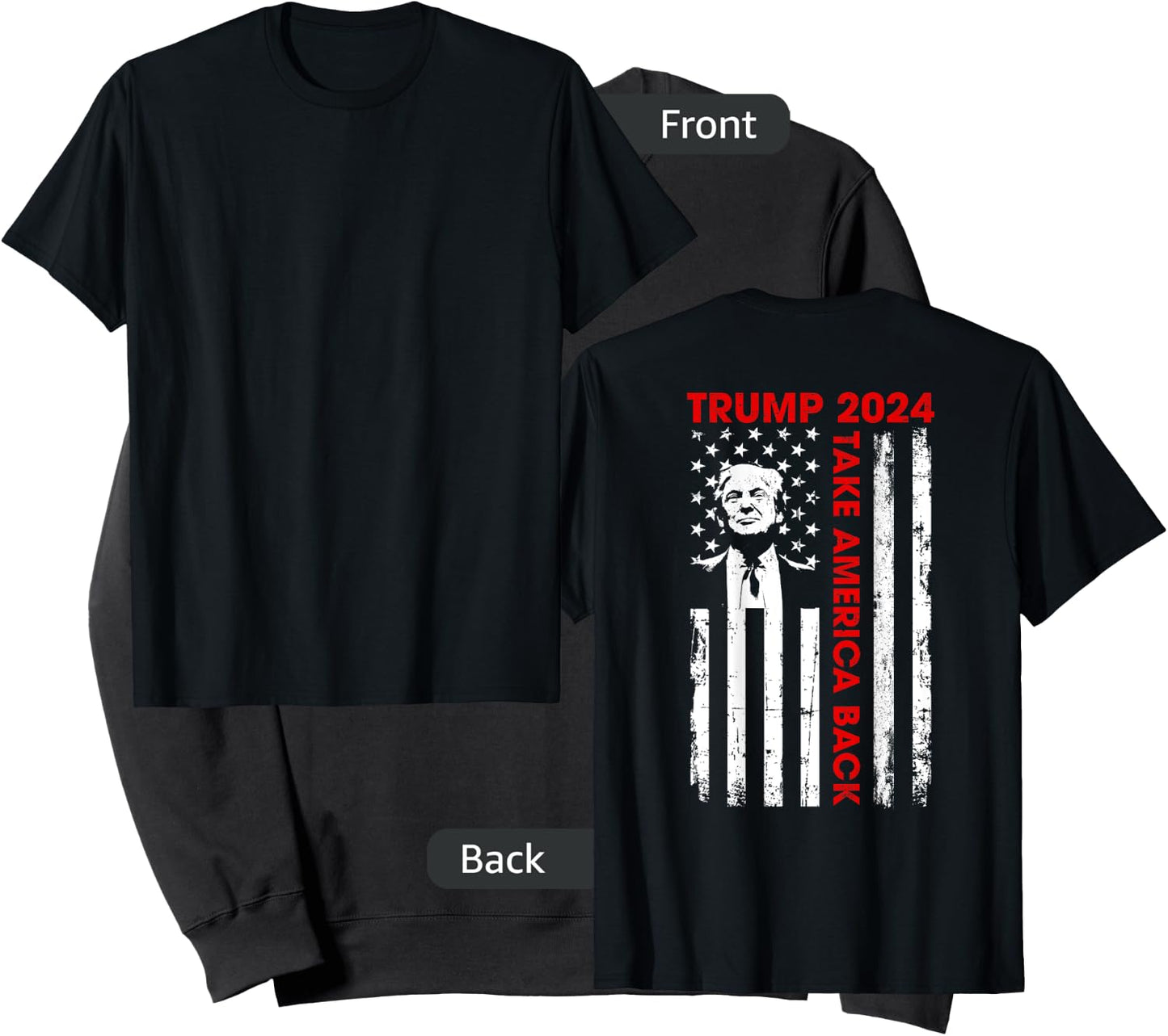 Donald Trump 2024 Take America Back American Flag (ON Back) Kids Men Sweatshirt - Sweatshirt | Black