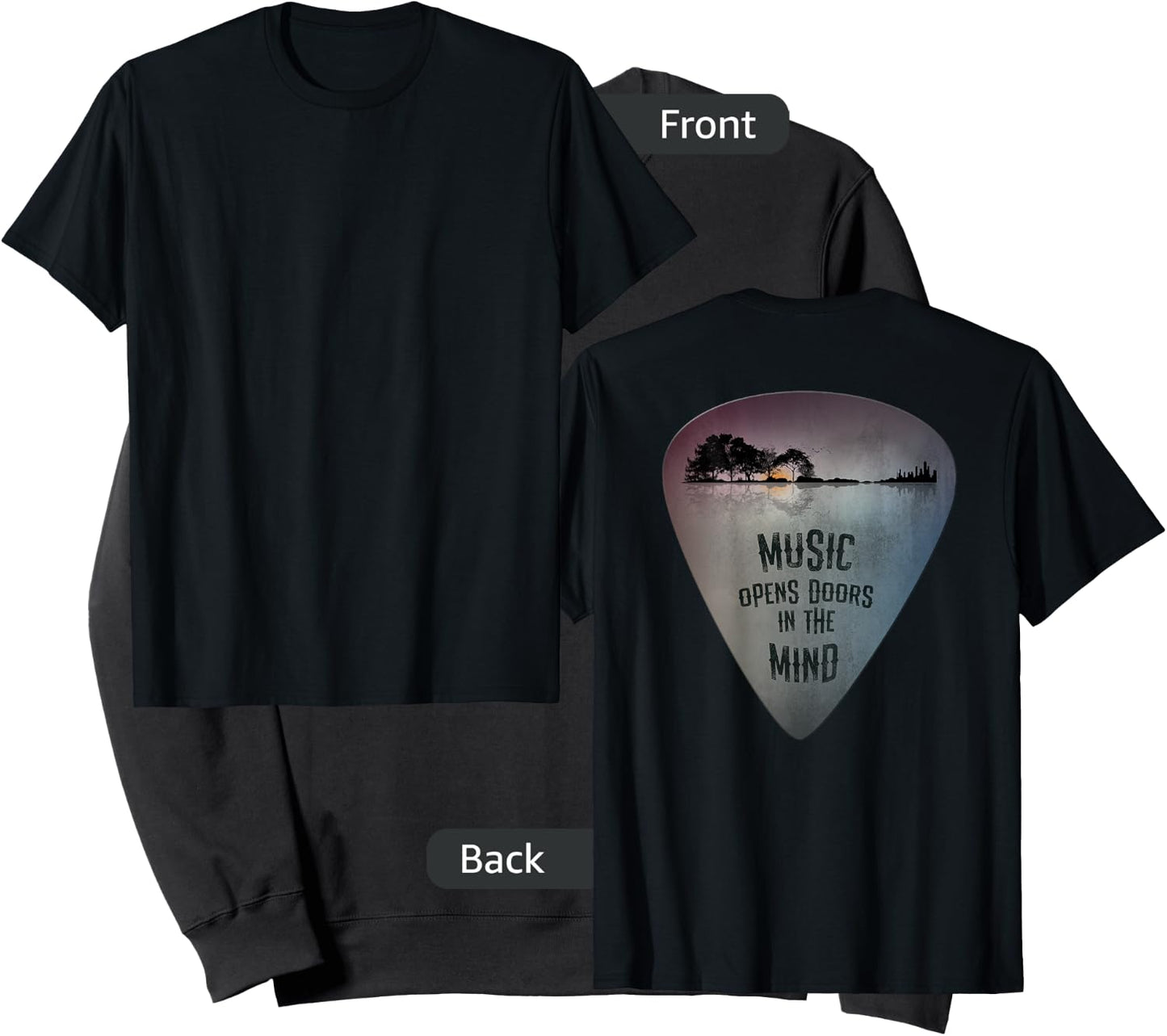 ON Back Distressed Guitar Pick Lake Reflections Music Guitar Small Sweatshirt - Sweatshirt | Black