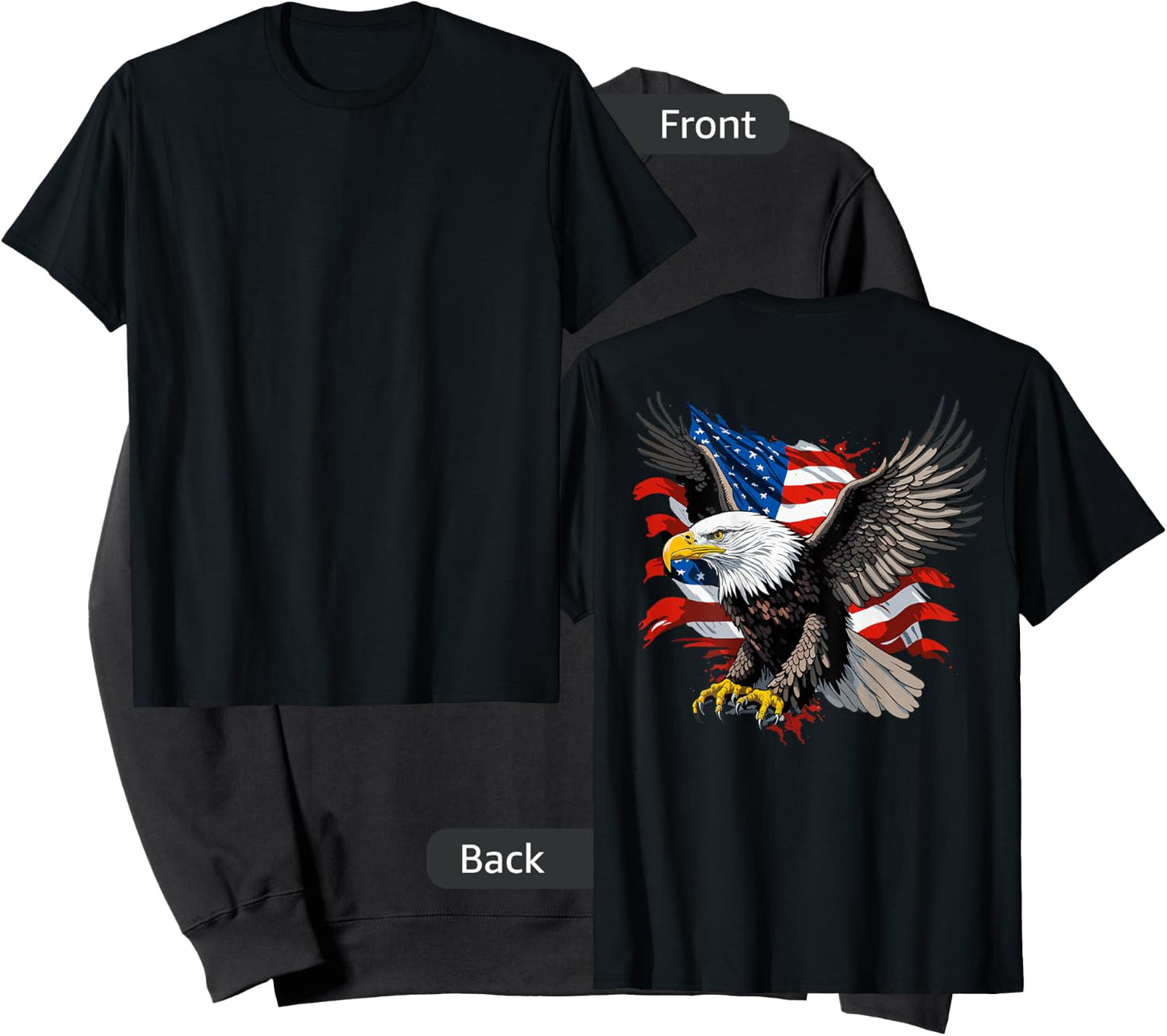 Patriotic American Bald Eagle and USA American Flag on back Sweatshirt - Sweatshirt | Black