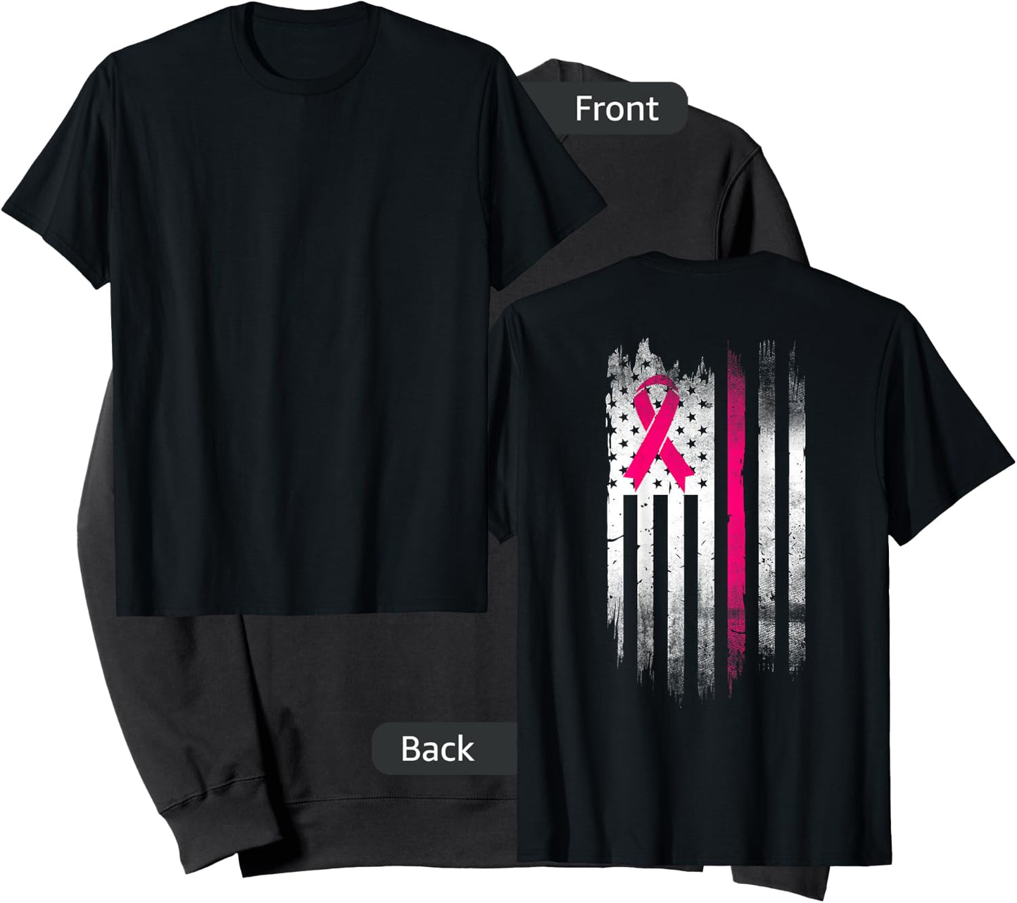 Breast Cancer Awareness Fight Pink Thing Ribbon USA flag Sweatshirt - Sweatshirt | Black