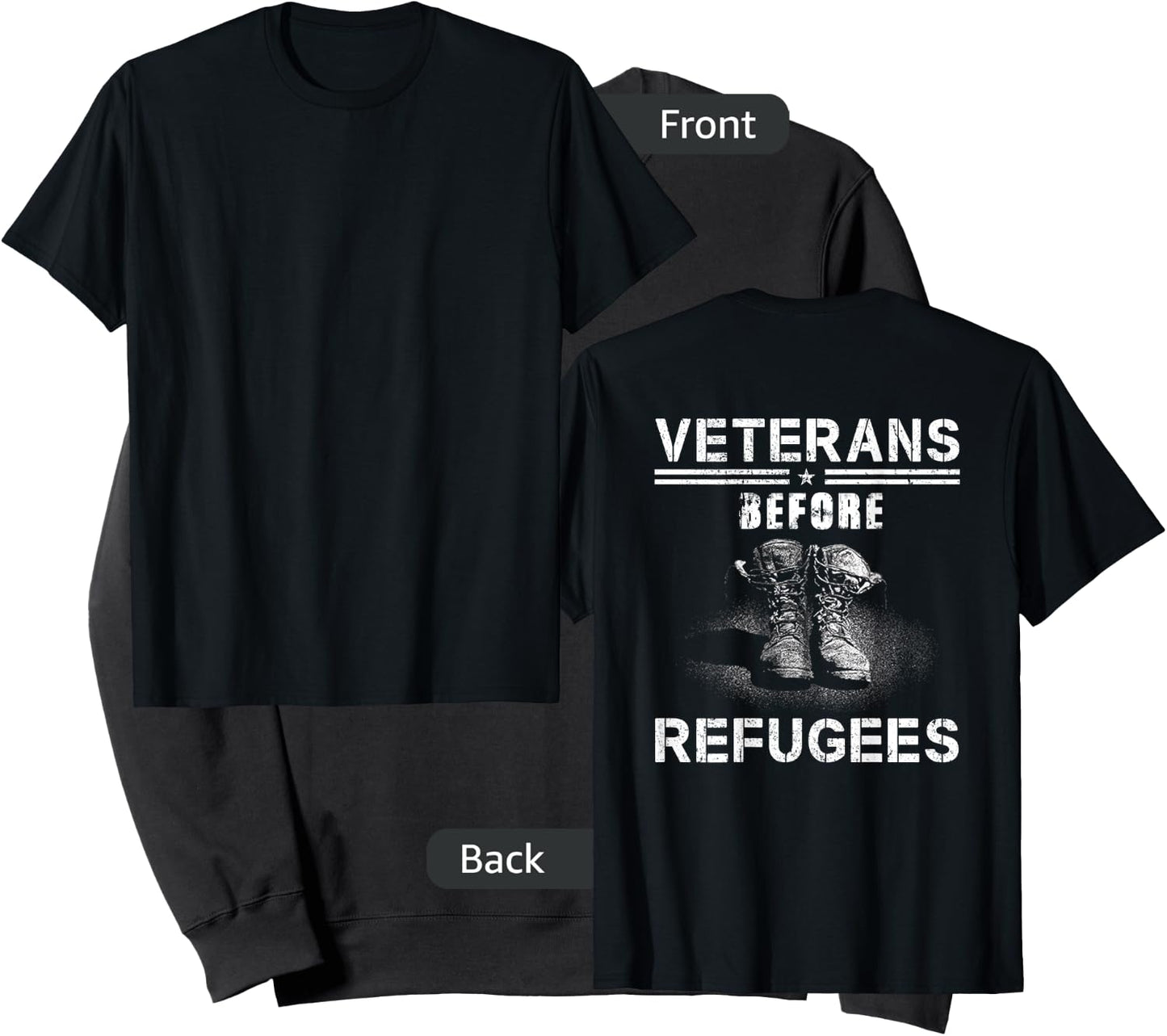 Veterans Before Refugees American Boots Support Our Military Sweatshirt - Sweatshirt | Black