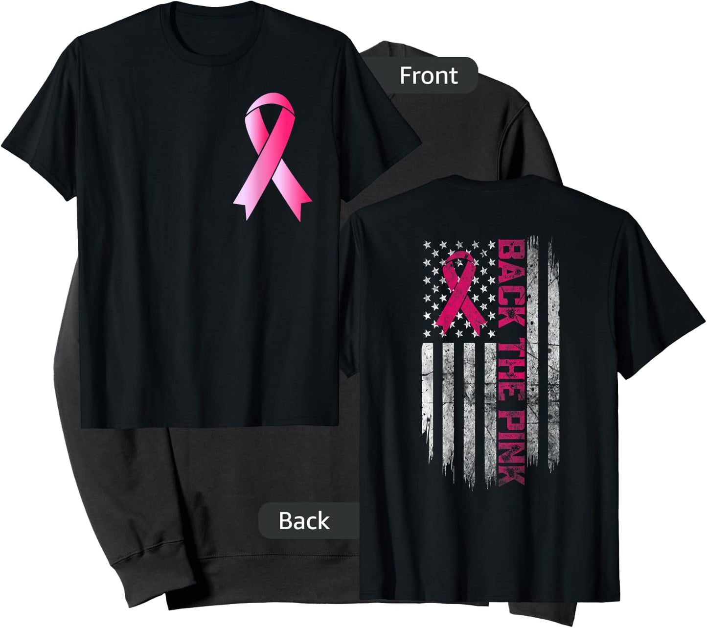 Back The Pink Breast Cancer Awareness Warrior Flag Women Men Sweatshirt - Sweatshirt | Black
