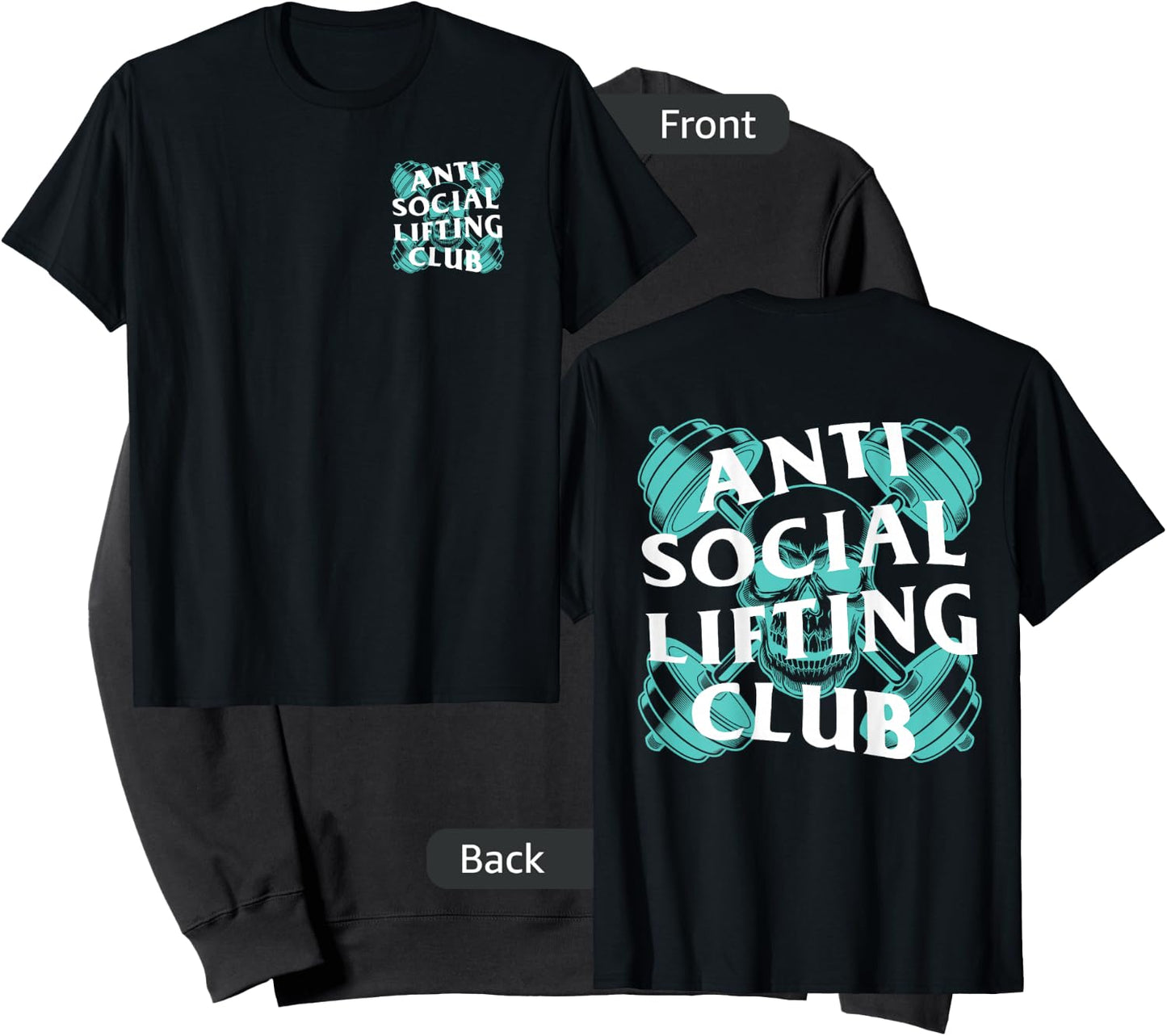 Anti Social Lifting Club: Barbells Crossed Skull (Mint) Sweatshirt - Sweatshirt | Black