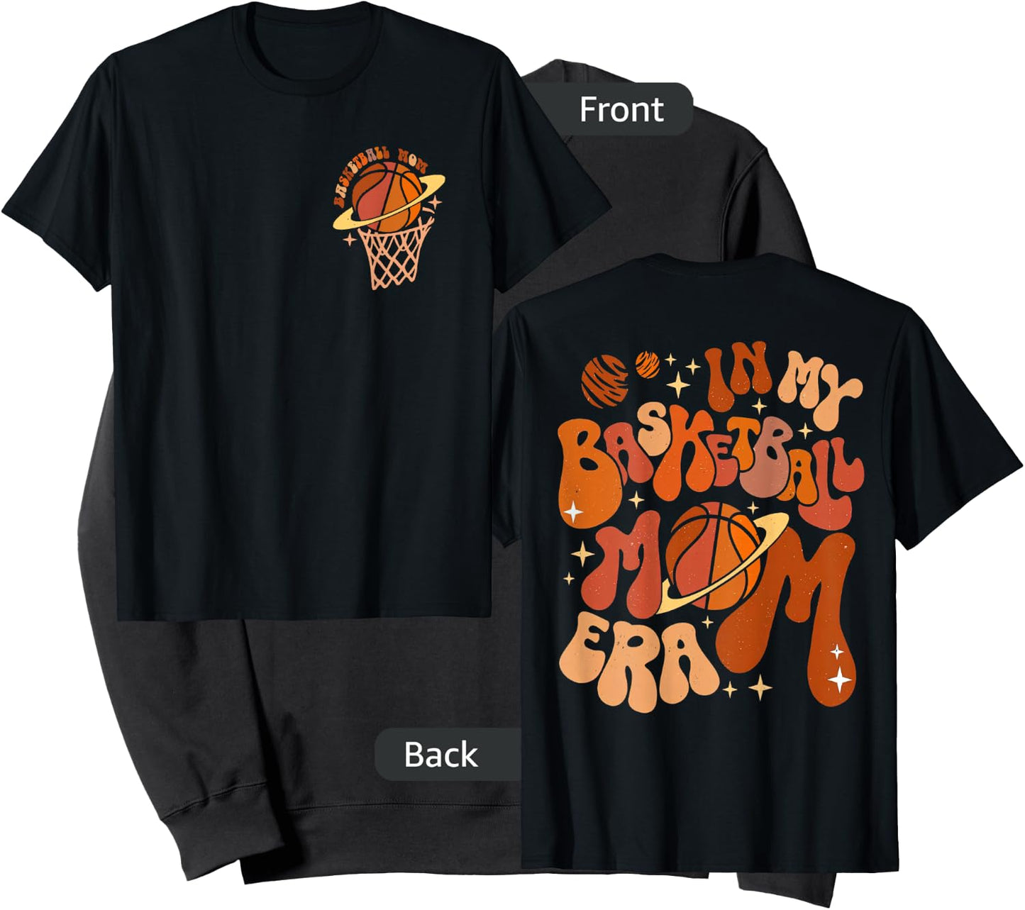 in My Basketball Mom Era Basketball Mama (On Pocket & Back) Sweatshirt - Sweatshirt | Black