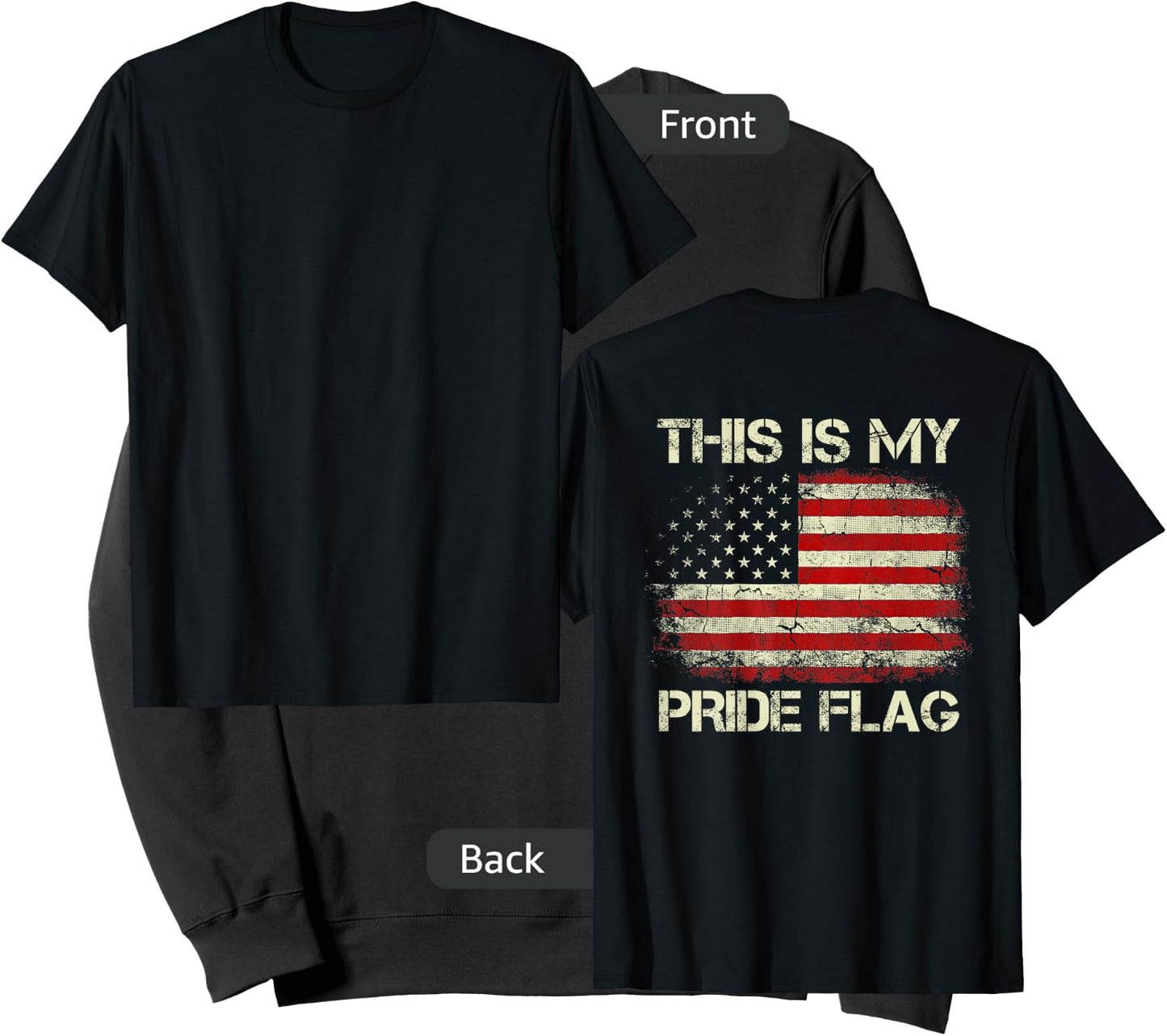 This is My Pride Flag 4th of July Patriotic USA Flag On Back Sweatshirt - Sweatshirt | Black