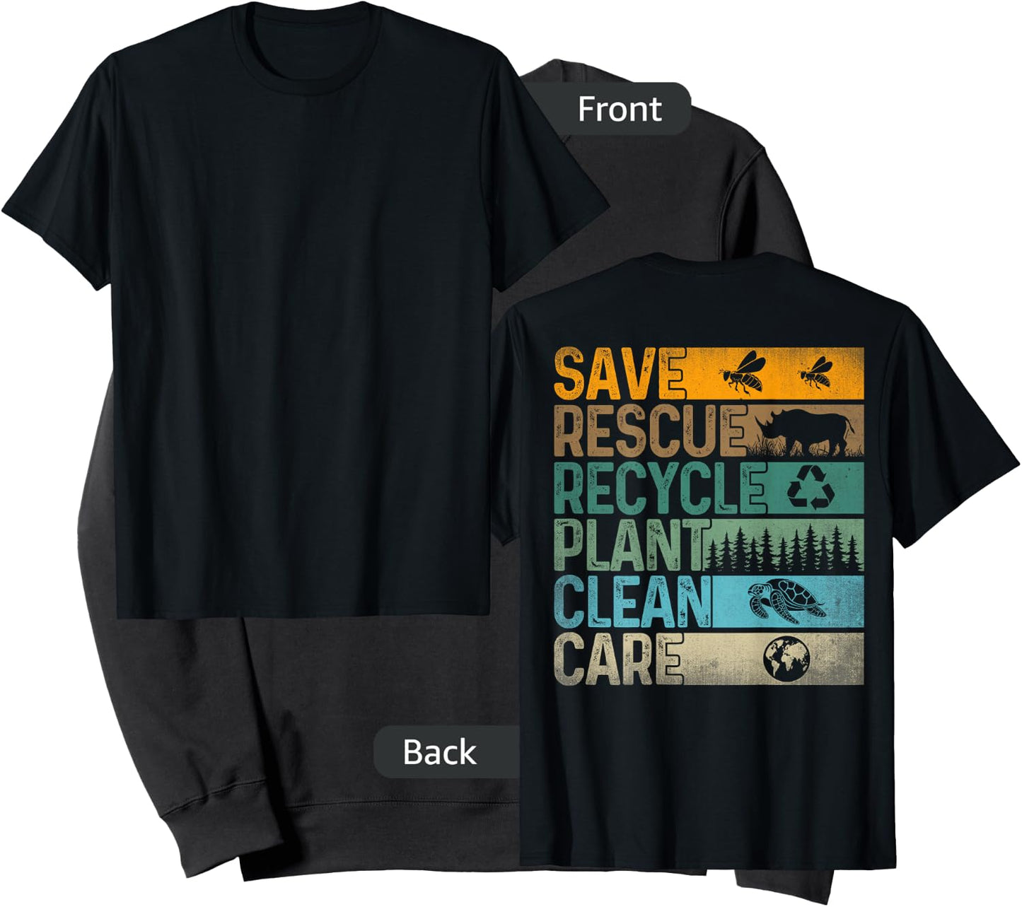 Save Bees Rescue Animals Recycle Plastics Fun ( On Back ) Sweatshirt - Sweatshirt | Black