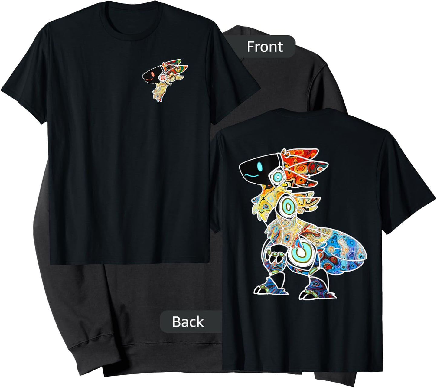 Protogen Fursuit Rainbow Swirl Furry Fursona Front and Back Sweatshirt - Sweatshirt | Black