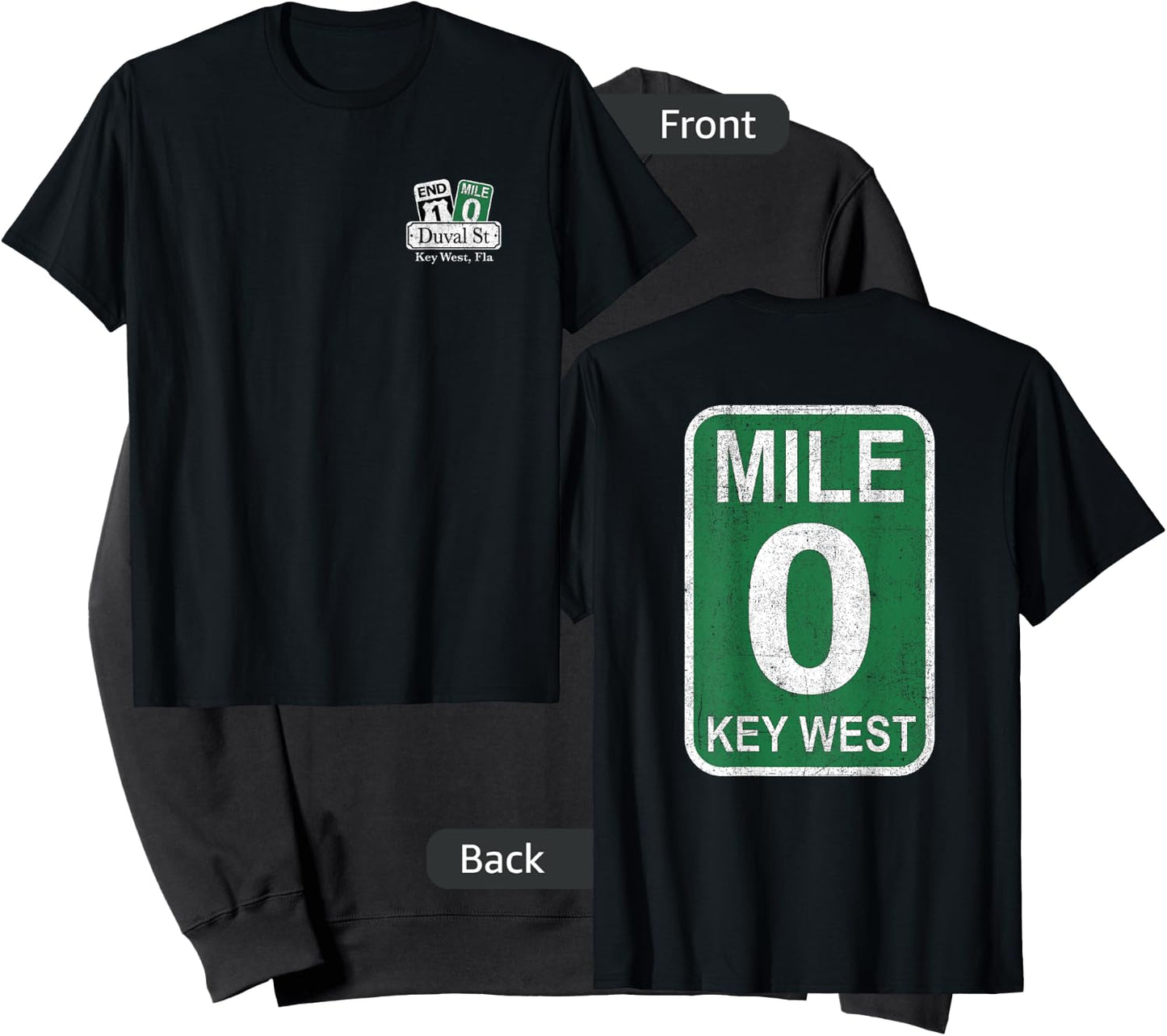 Key West Florida Mile 0 Duval St Souvenir Front Back Print Sweatshirt - Sweatshirt | Black