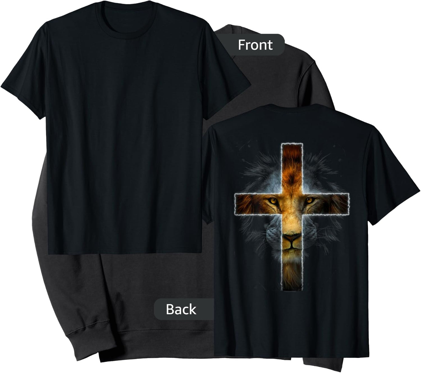 Christian Jesus Lion of Tribe Judah Cross Men Women ON BACK Sweatshirt - Sweatshirt | Black