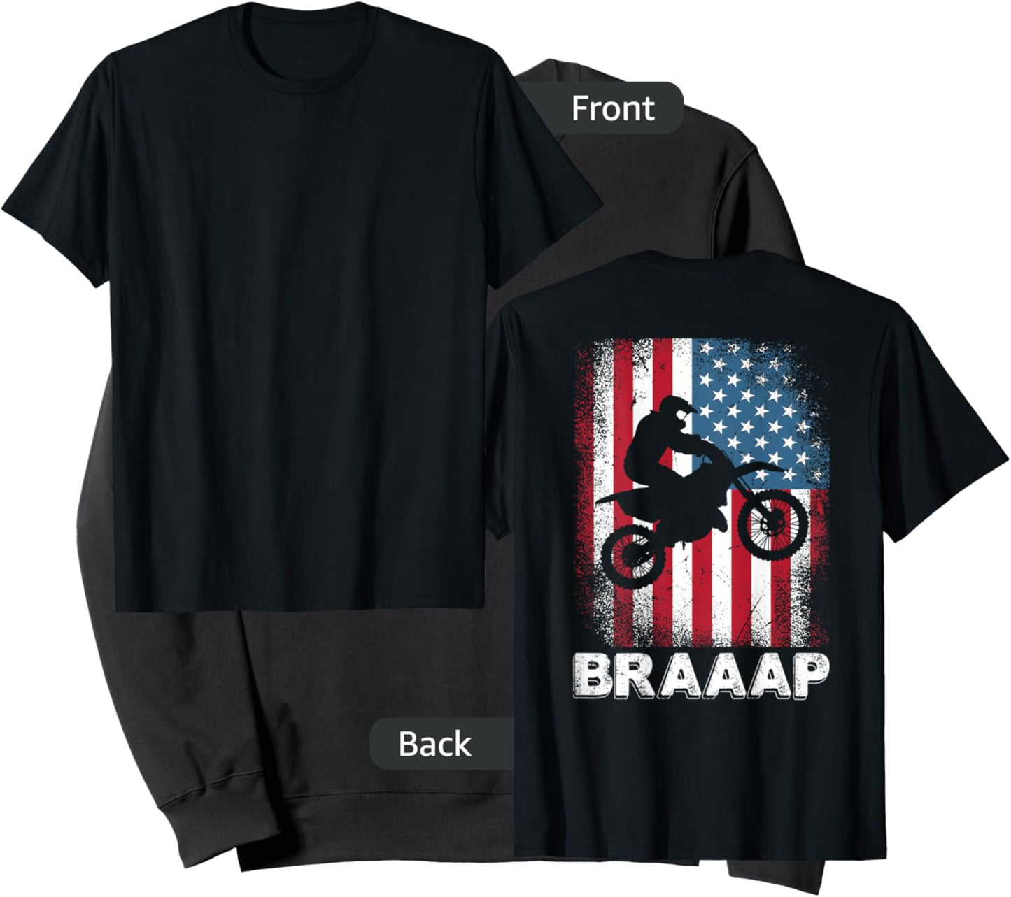 Vintage Motocross Dirt Bike Motorcycle USA American Flag Sweatshirt - Sweatshirt | Black