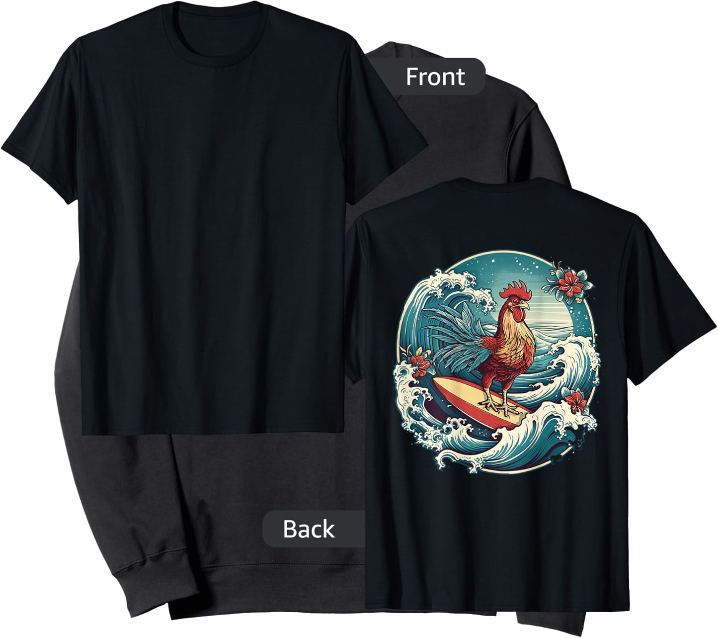 Rooster Surfer Chicken Surfing Kauai Hawaiian Surf Chick Sweatshirt - Sweatshirt | Black