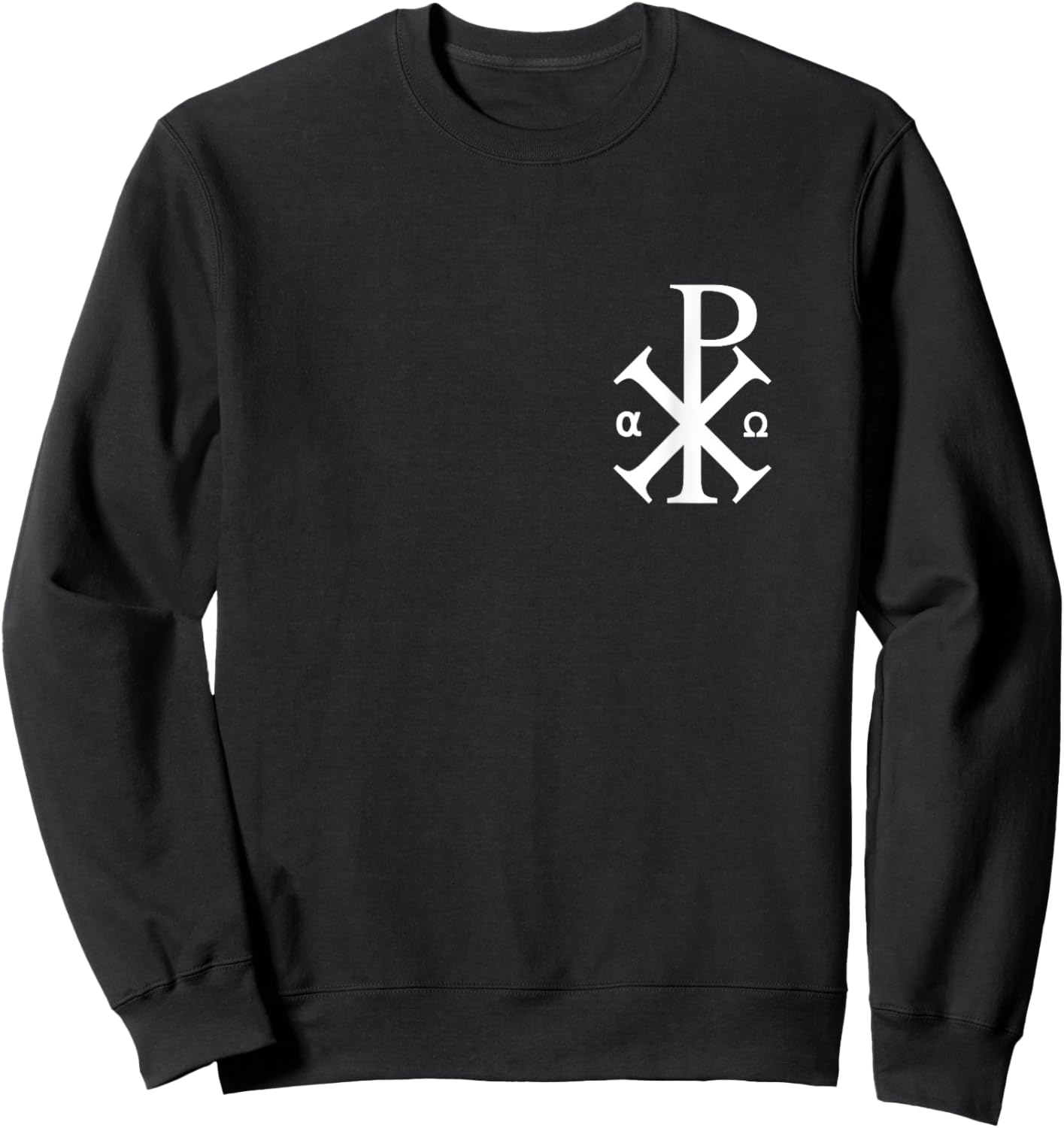 Chi Rho Symbol Motif Jesus Constantine Cross Christian Sweatshirt - Sweatshirt | Black