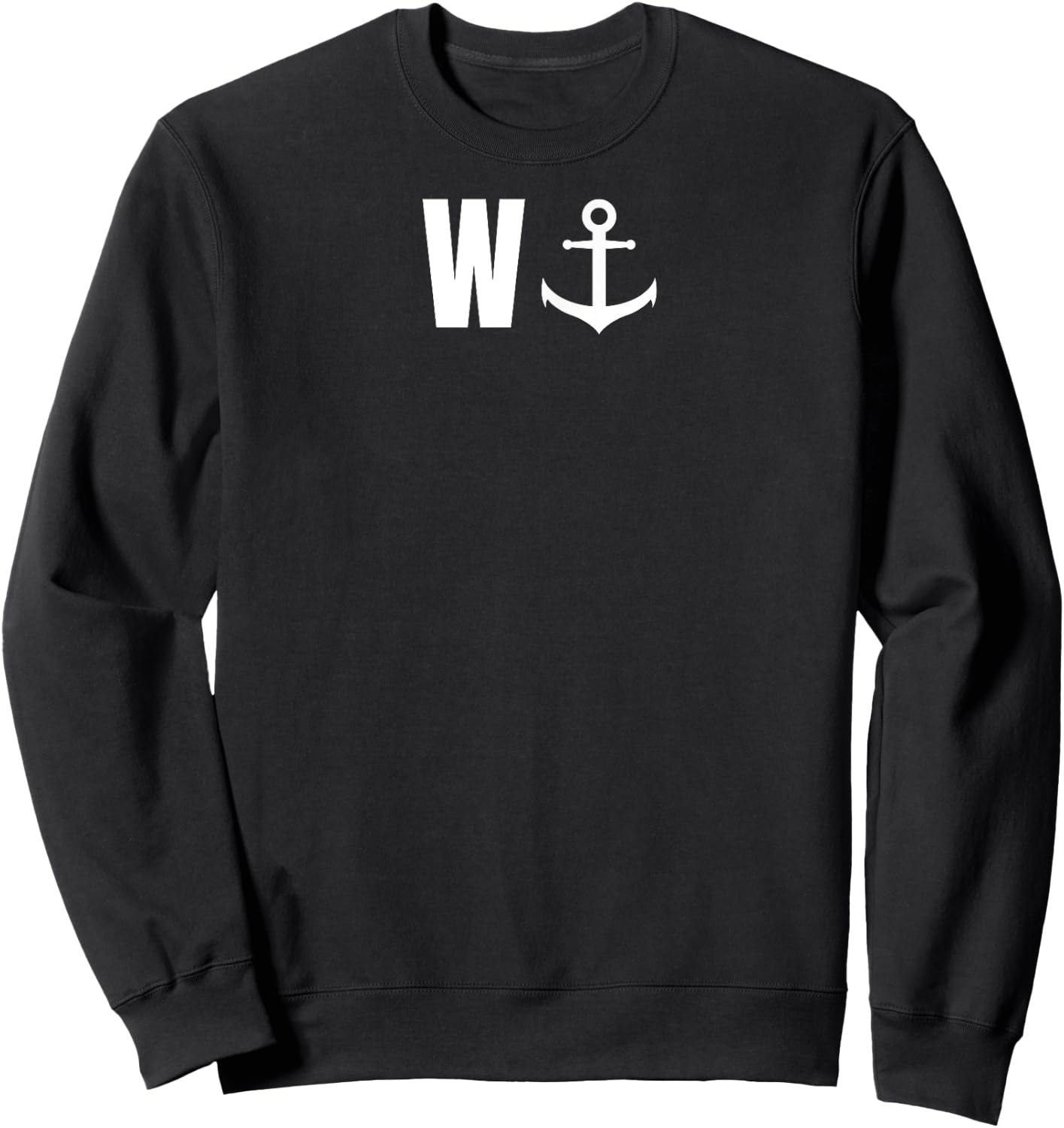 W with anchor, funny anchor, sailor, boat Sweatshirt - Sweatshirt | Black