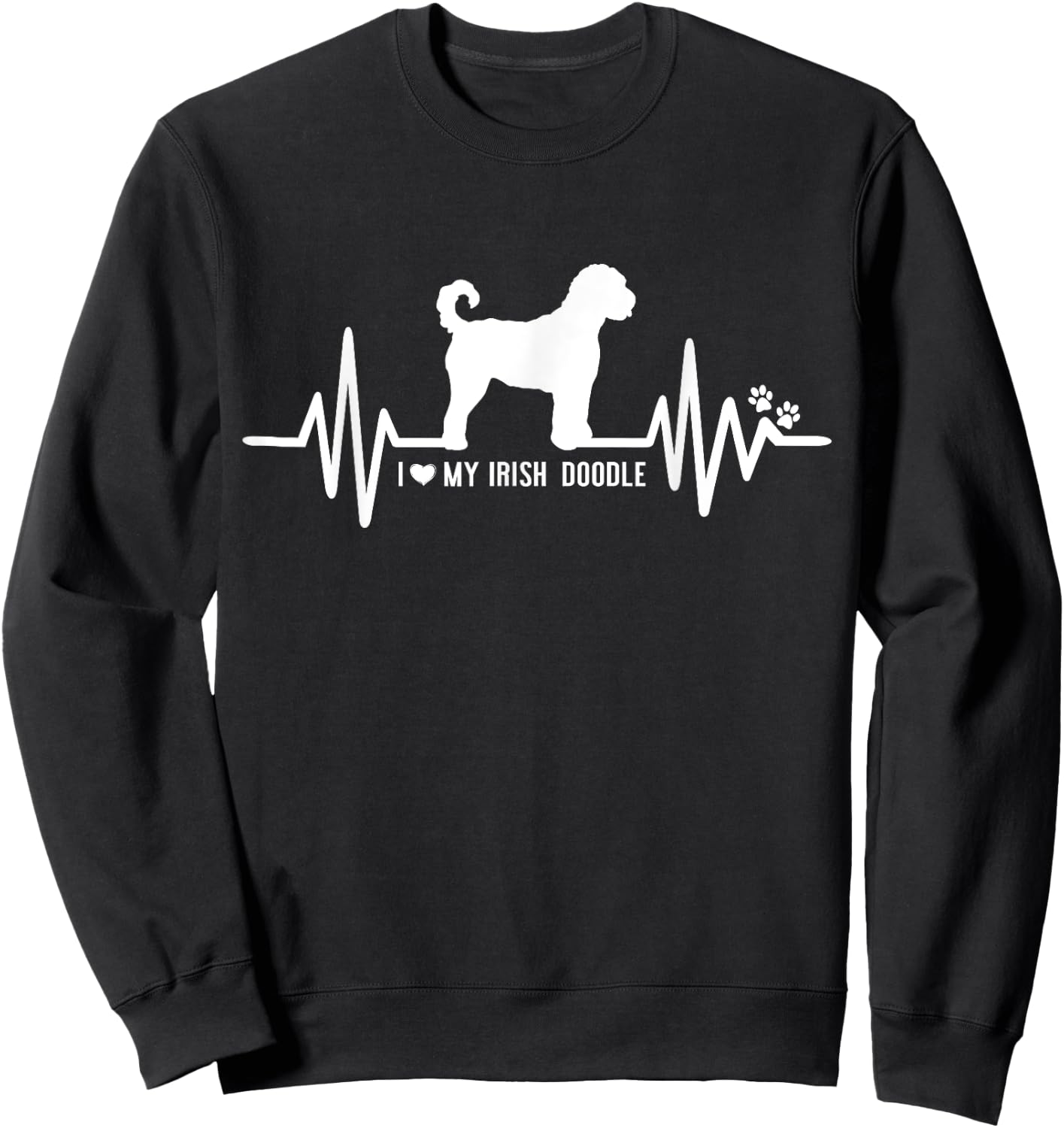 Irish Doodle Heart Beat EKG Pulse Design For Dog Lovers Women Kids Sweatshirt - Sweatshirt | Black
