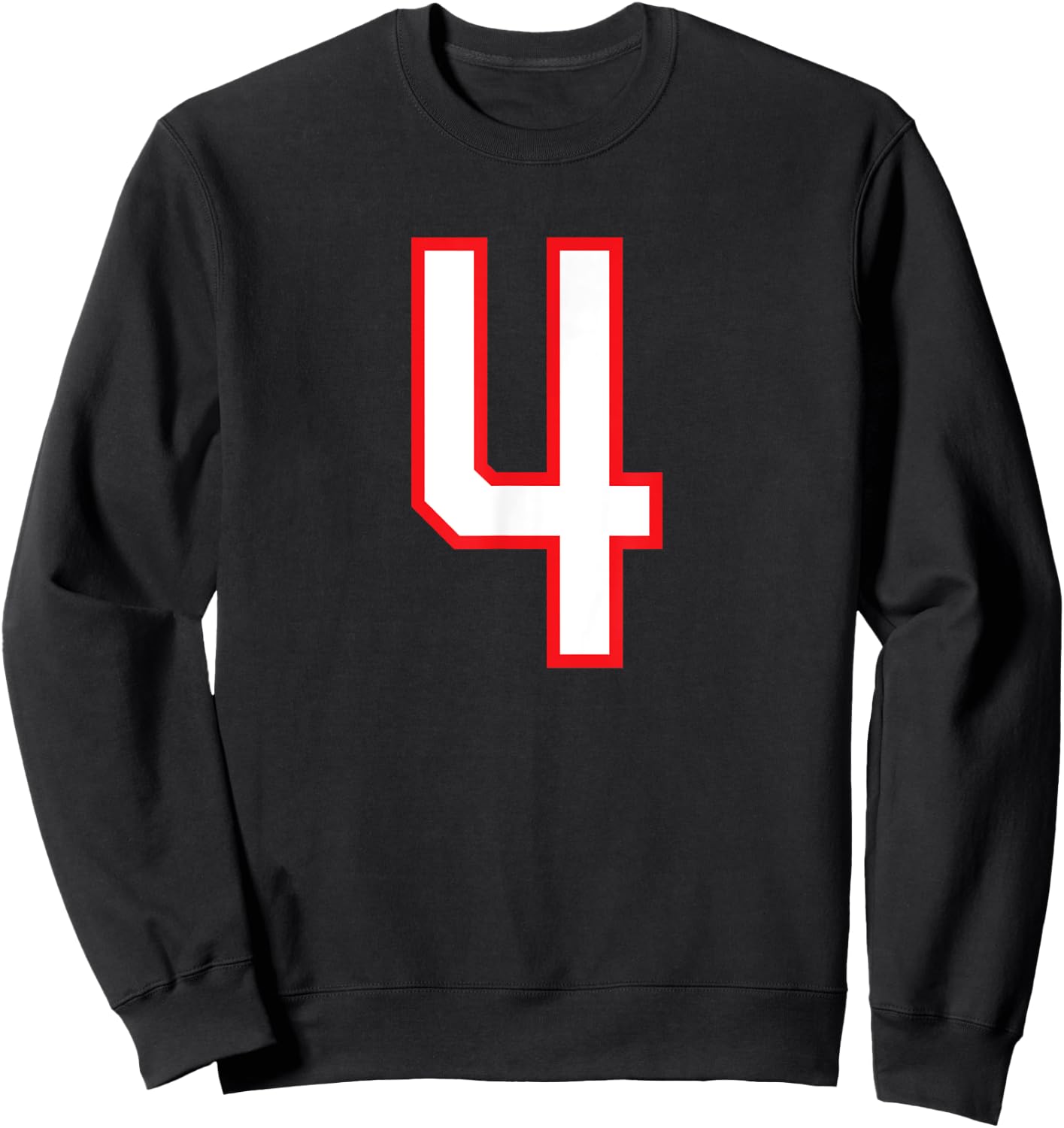 Number #4 White Red Varsity Number Sweatshirt - Sweatshirt | Black