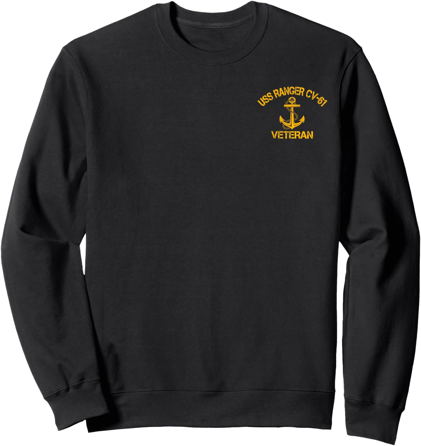 USS Ranger CV-61 Aircraft Carrier Veteran Flag Veterans Day Sweatshirt - Sweatshirt | Black