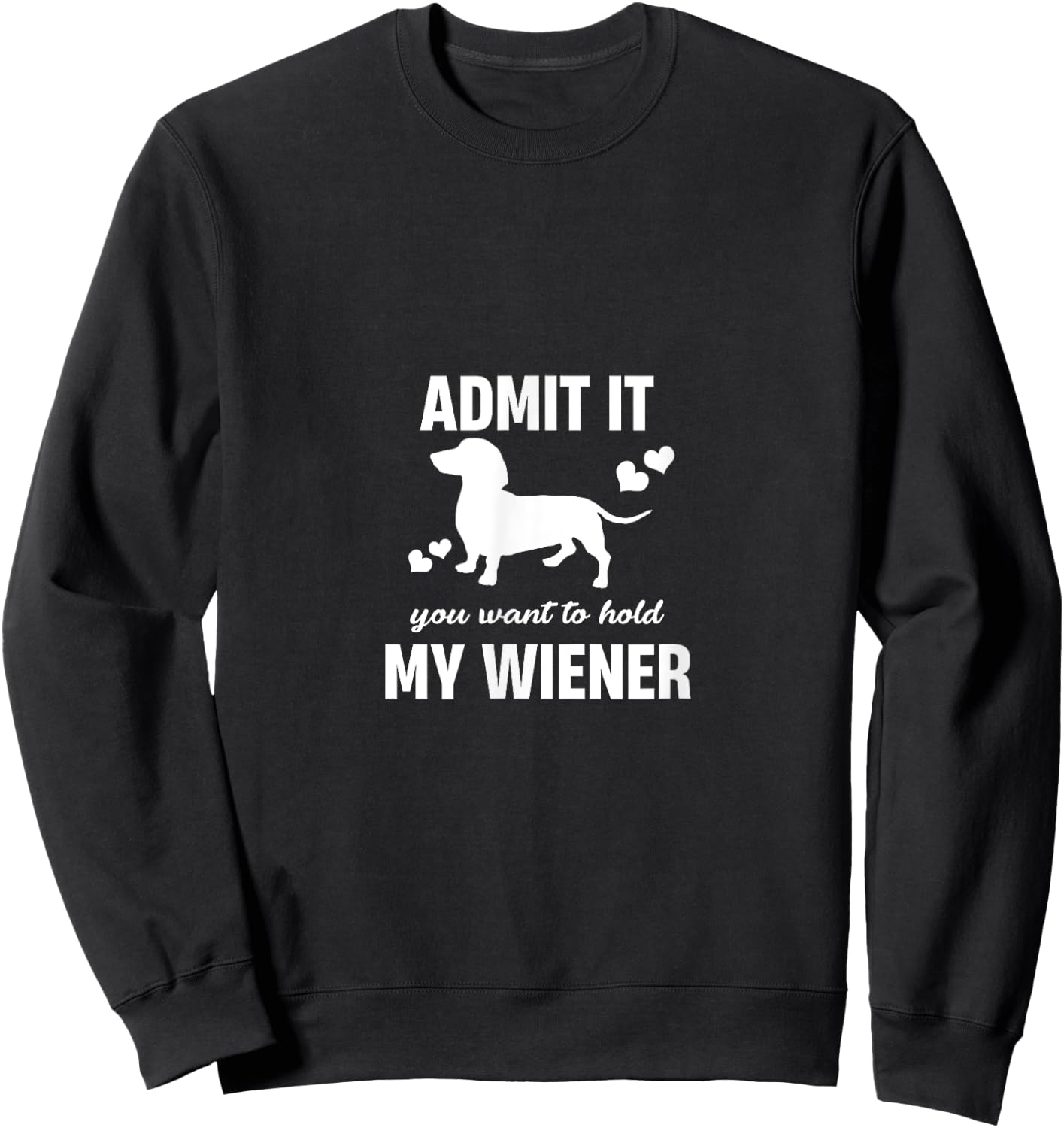 Admit It You Want To Hold My Weiner Funny Dachshund Lover Sweatshirt - Sweatshirt | Black