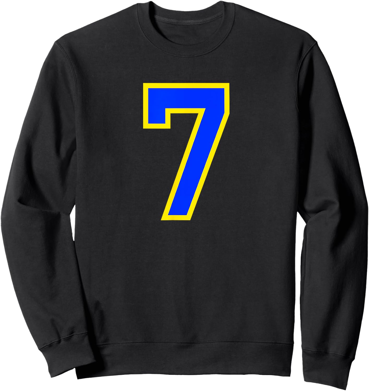 Number #7 Sport Blue Yellow Number Sweatshirt - Sweatshirt | Black