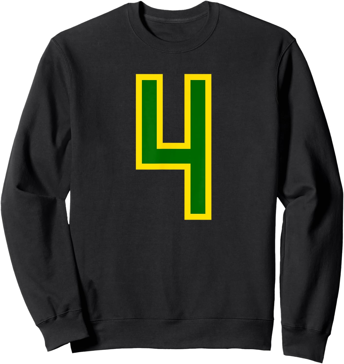 Number #4 Green Yellow Sport Number 4 Sweatshirt - Sweatshirt | Black