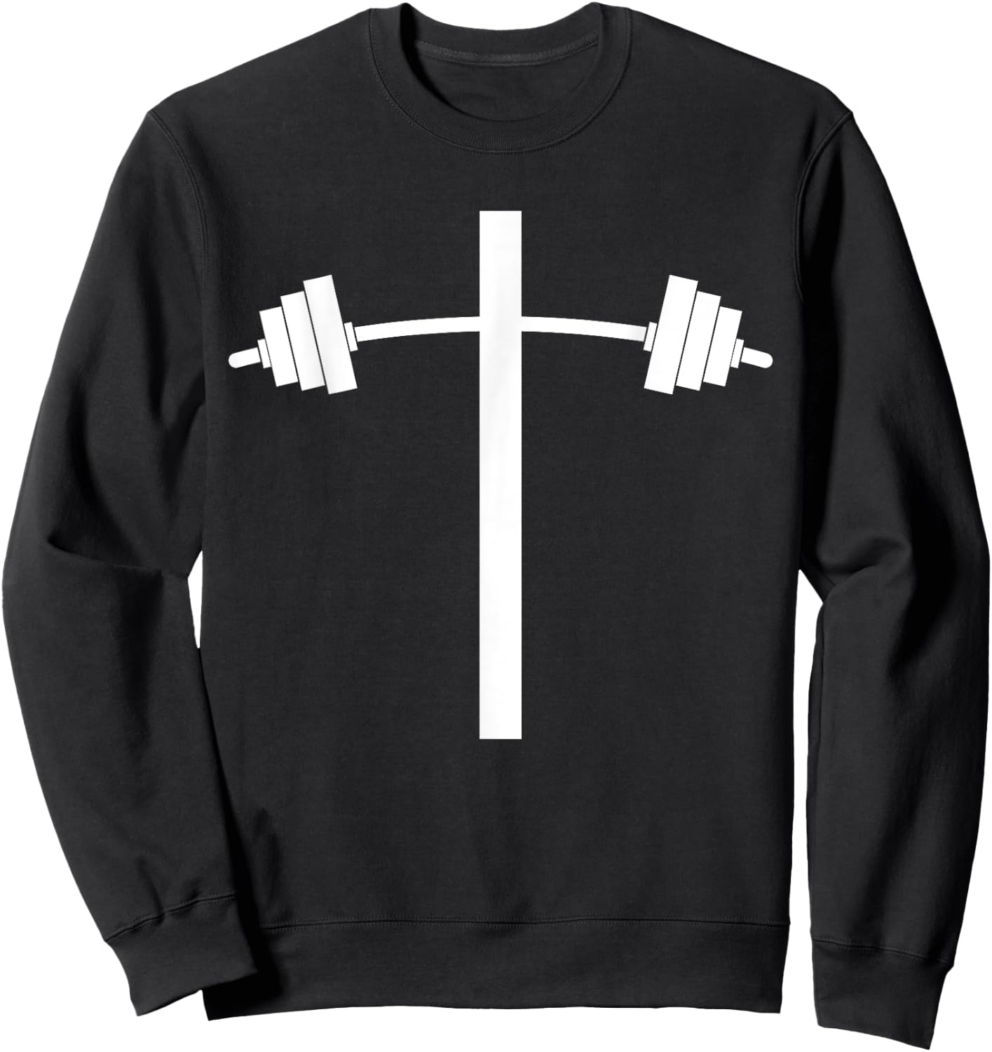 Barbell Dumbbell Cross Christian Jesus Gym Workout Lifting Sweatshirt - Sweatshirt | Black