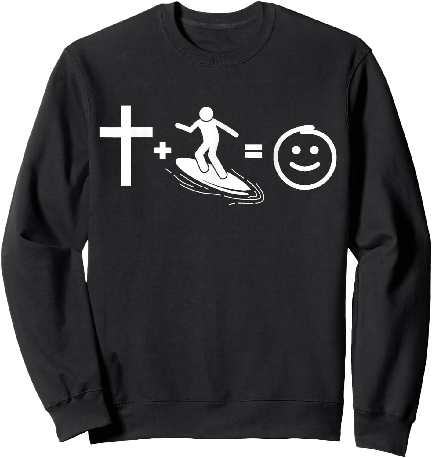 Jesus and surf makes me happy, Gift Christian surfers. Sweatshirt - Sweatshirt | Black