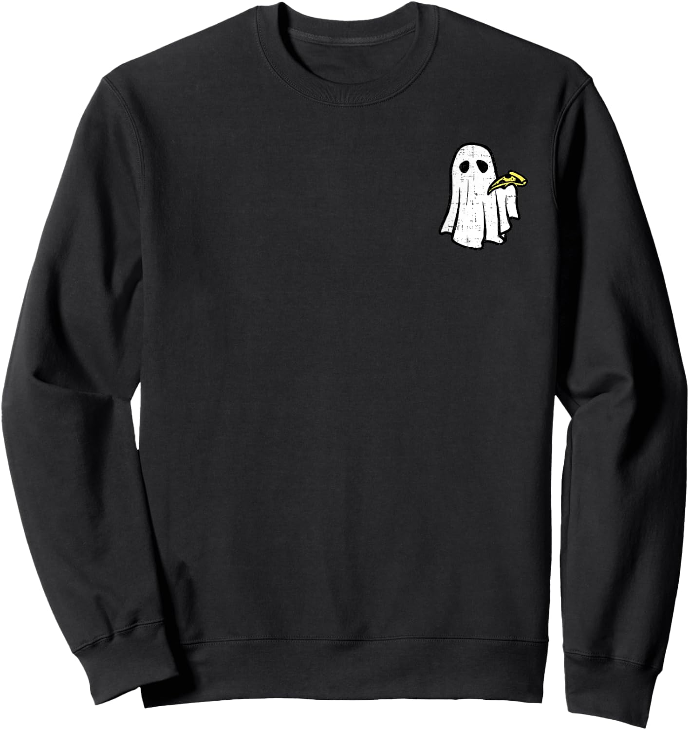 Ghost Eating Pizza Halloween Costume Ghoul Men Women Kids Sweatshirt - Sweatshirt | Black