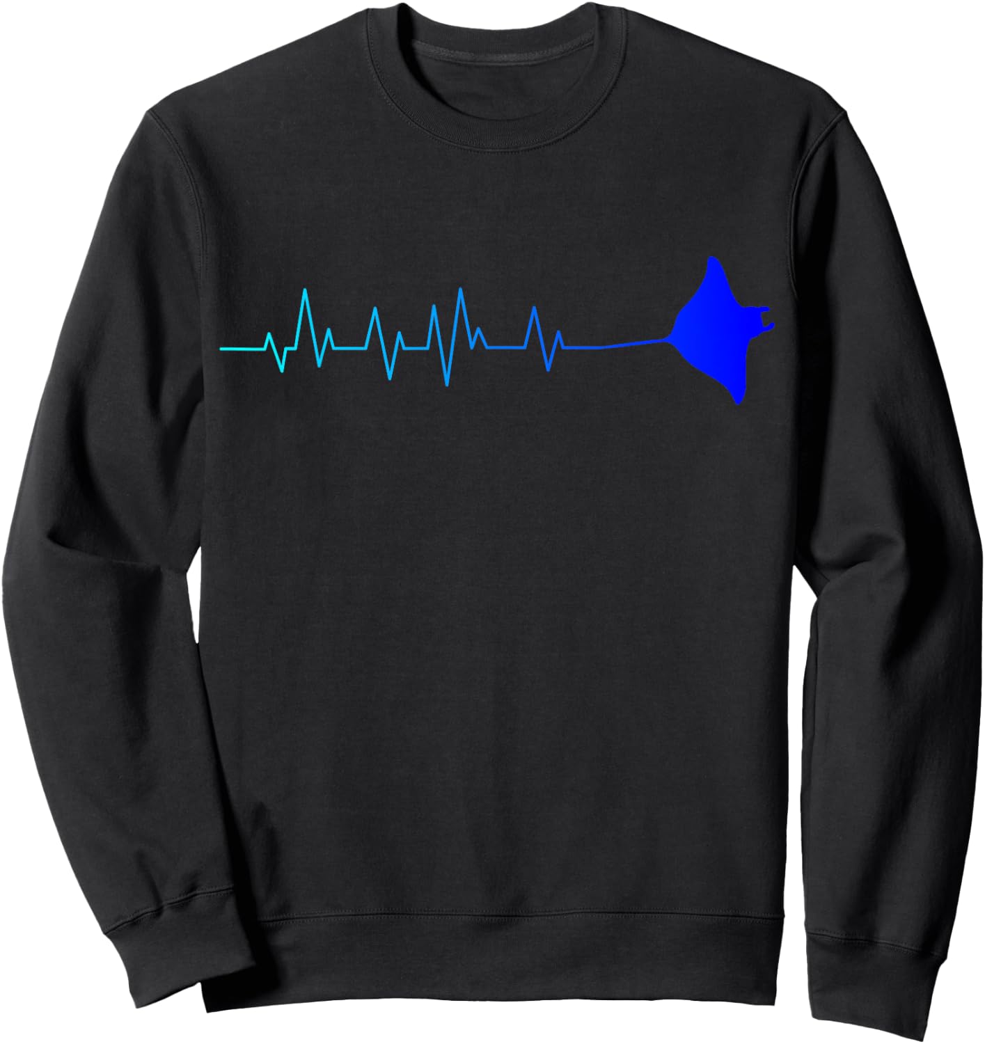 Manta Ray Heartbeat Stingray Fish Ocean Biologist Sweatshirt - Sweatshirt | Black