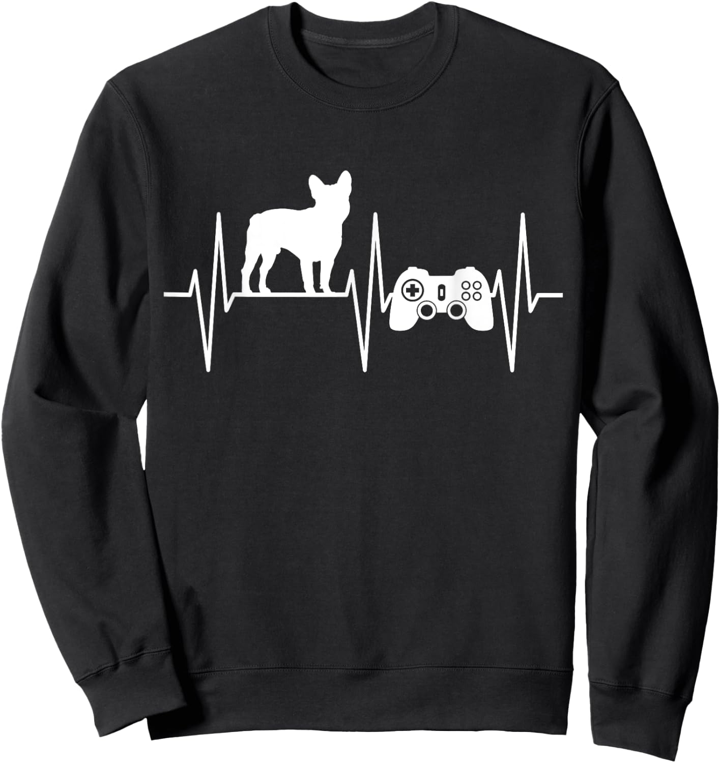 French Bulldog Shirt Gamer Video Gaming EKG Bulldog Lover Women Kids Sweatshirt - Sweatshirt | Black