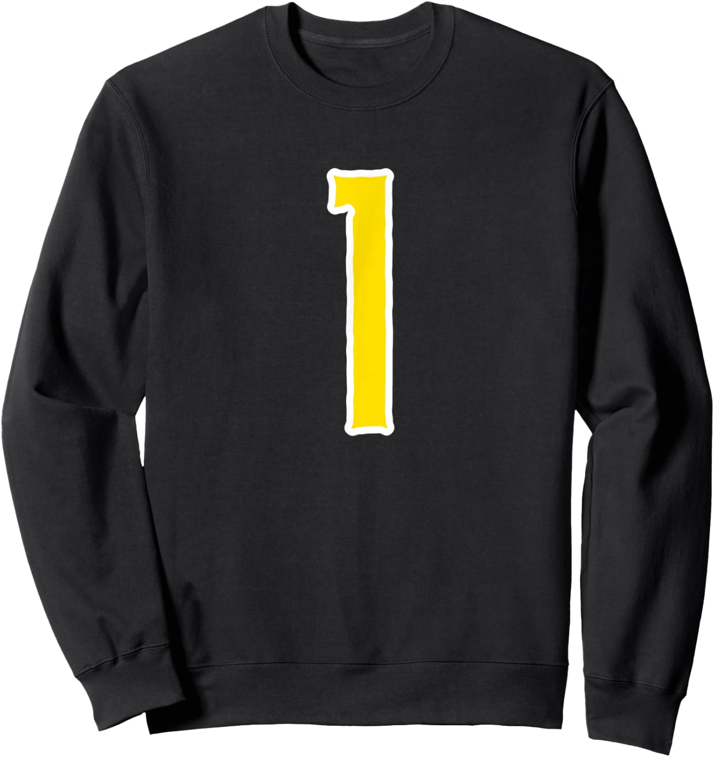 1 Jersey Yellow White Sports Team Jersey Number Sweatshirt - Sweatshirt | Black