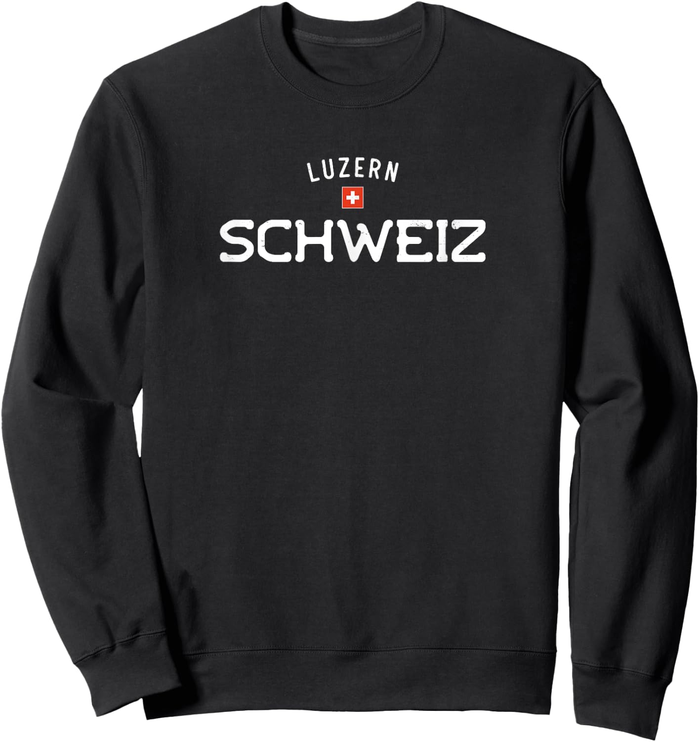 Luzern Schweiz (Lucerne Switzerland) Swiss Flag Sweatshirt - Sweatshirt | Black