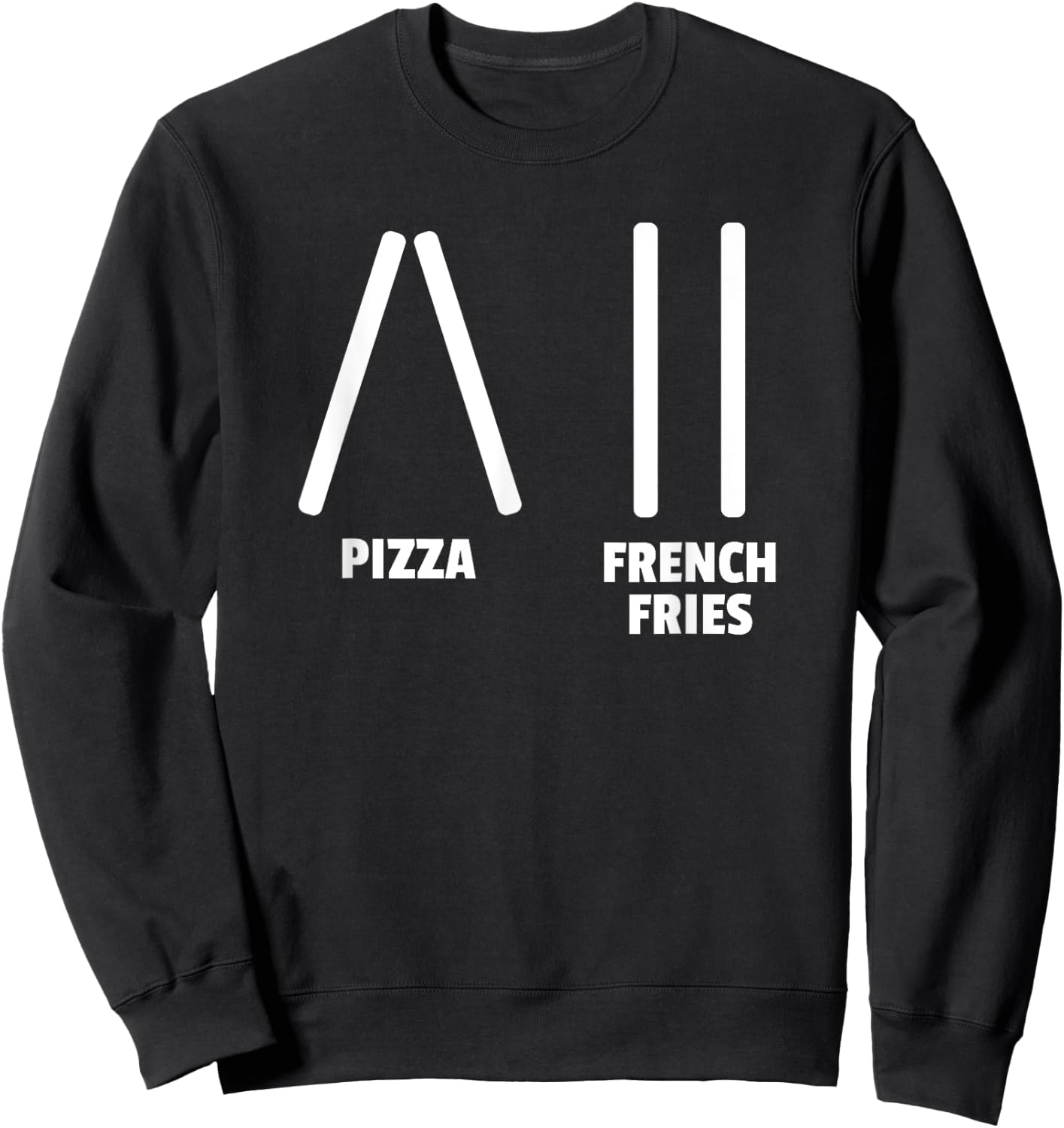 Funny Pizza & French Fries Ski Instructor or Skier Gift Sweatshirt - Sweatshirt | Black