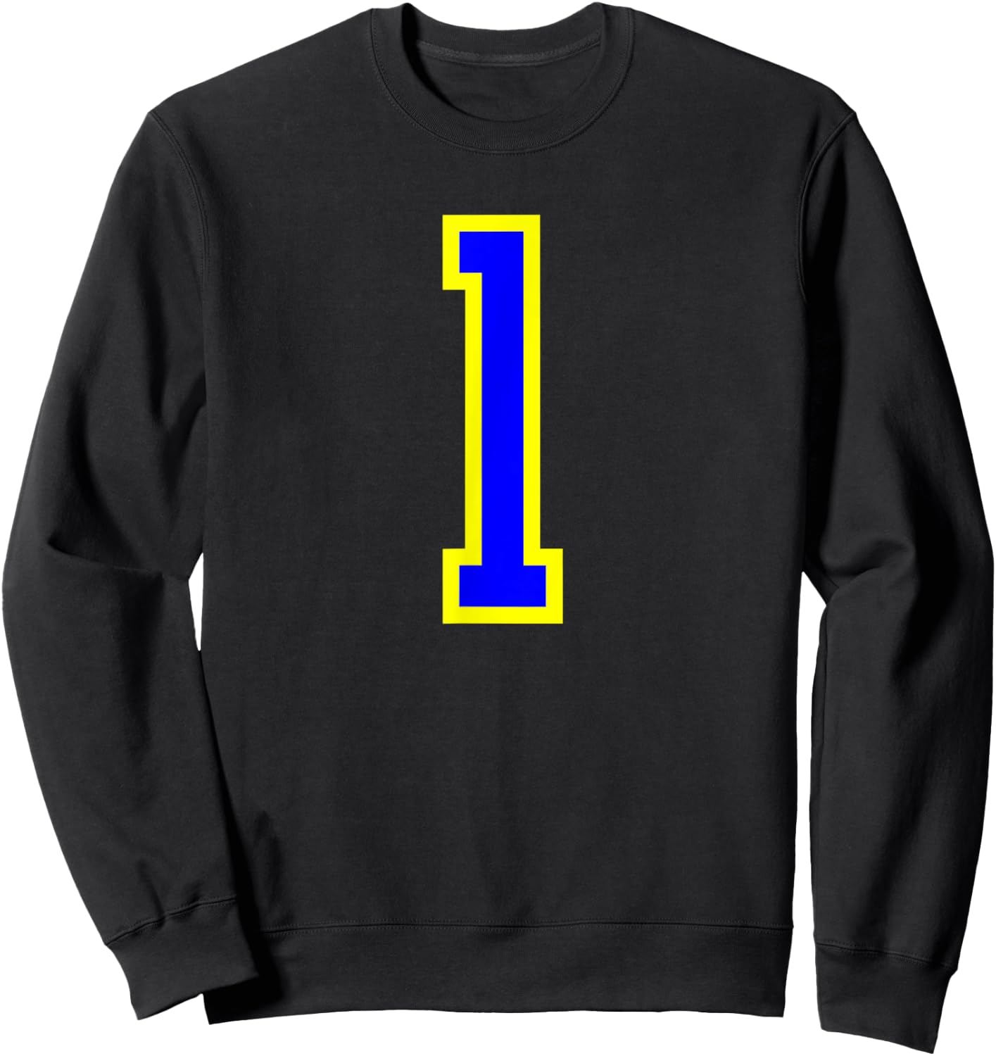 Jersey Number 1 Blue Yellow Birthday Sports Number 1 Sweatshirt - Sweatshirt | Black
