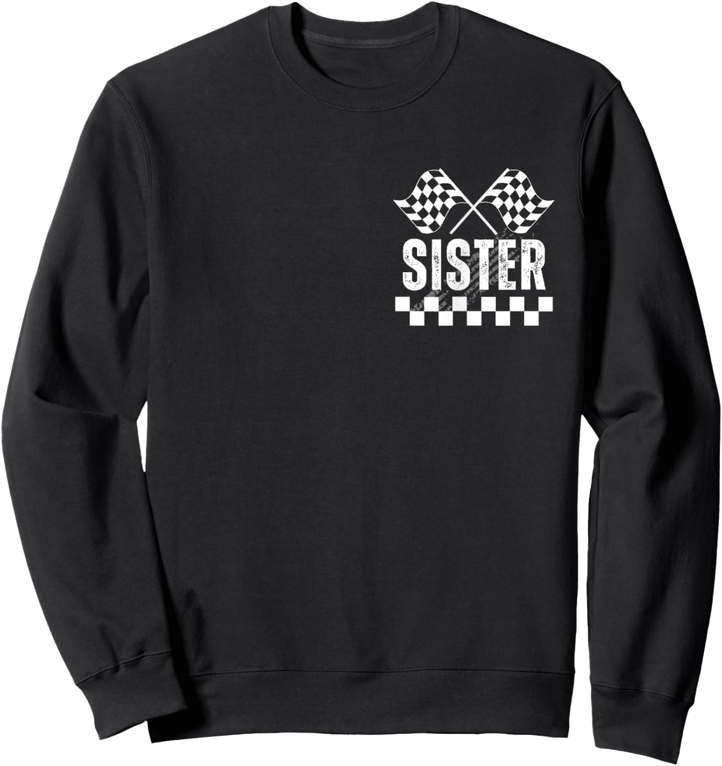Racing Birthday Party Car Pit Crew Sister Family Matching Sweatshirt - Sweatshirt | Black