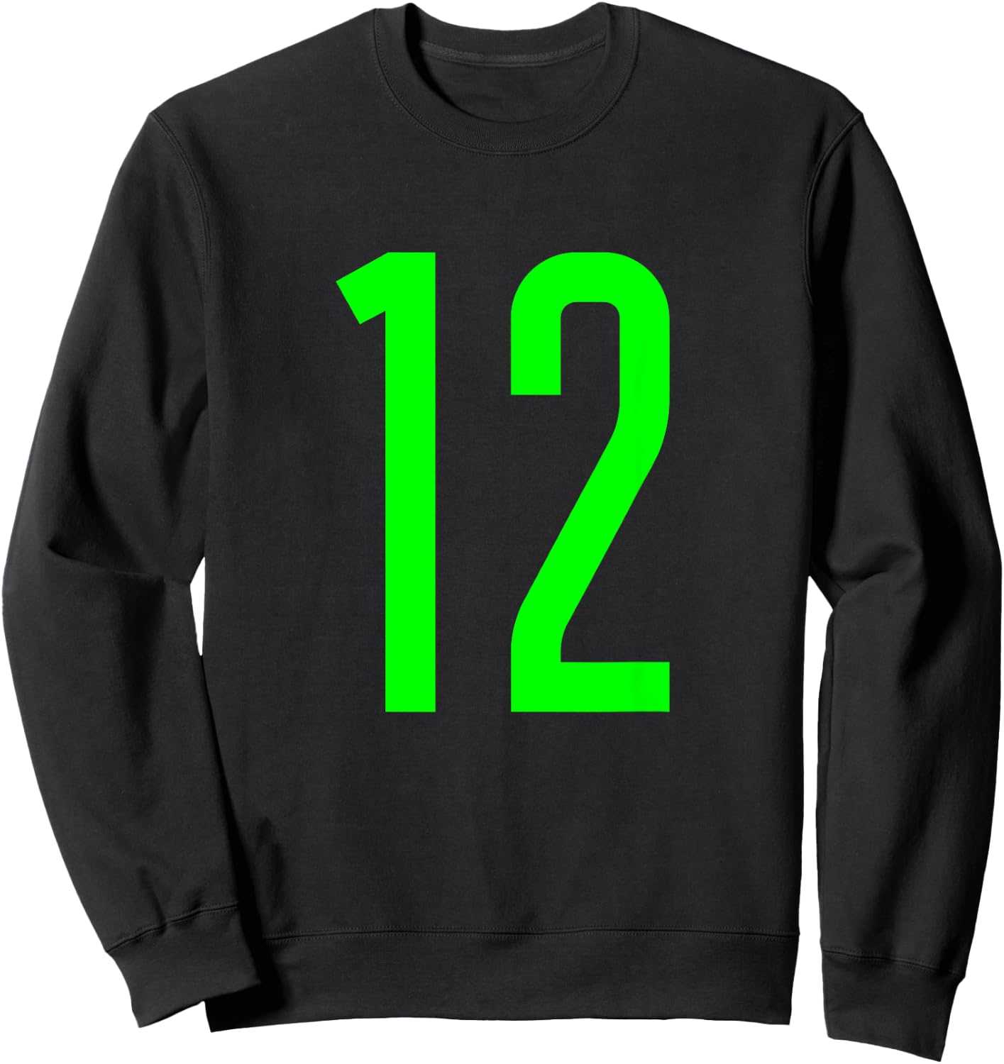 All Sports Fan Favorite Green Number #12 Jersey Sweatshirt - Sweatshirt | Black