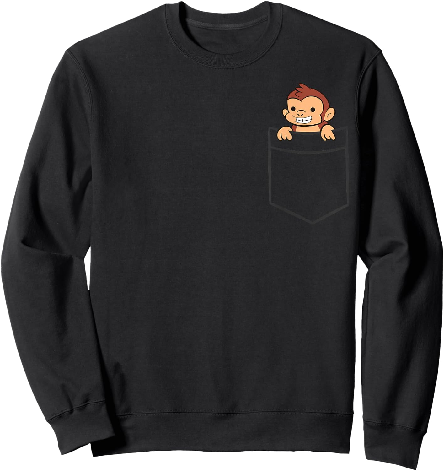 Monkey In A Pocket Cute Ape Monkey Sweatshirt - Sweatshirt | Black
