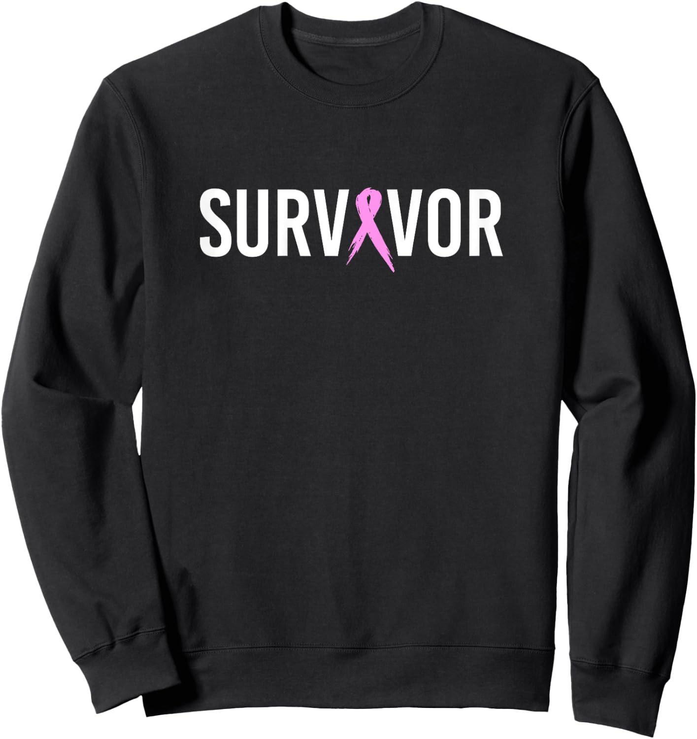 Breast Cancer Survivor Design WIth Pink Cancer Ribbon Sweatshirt - Sweatshirt | Black