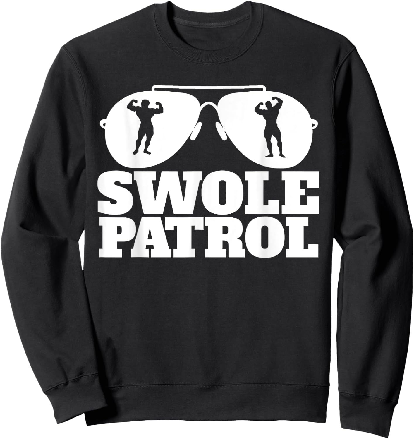 Miftees Swole Swole Patrol Funny Weightlifting - Black, -Adults, Small, Short Sleeve, Classic Fit, Cotton 60% Polyester 40% Sweatshirt - Sweatshirt | Black