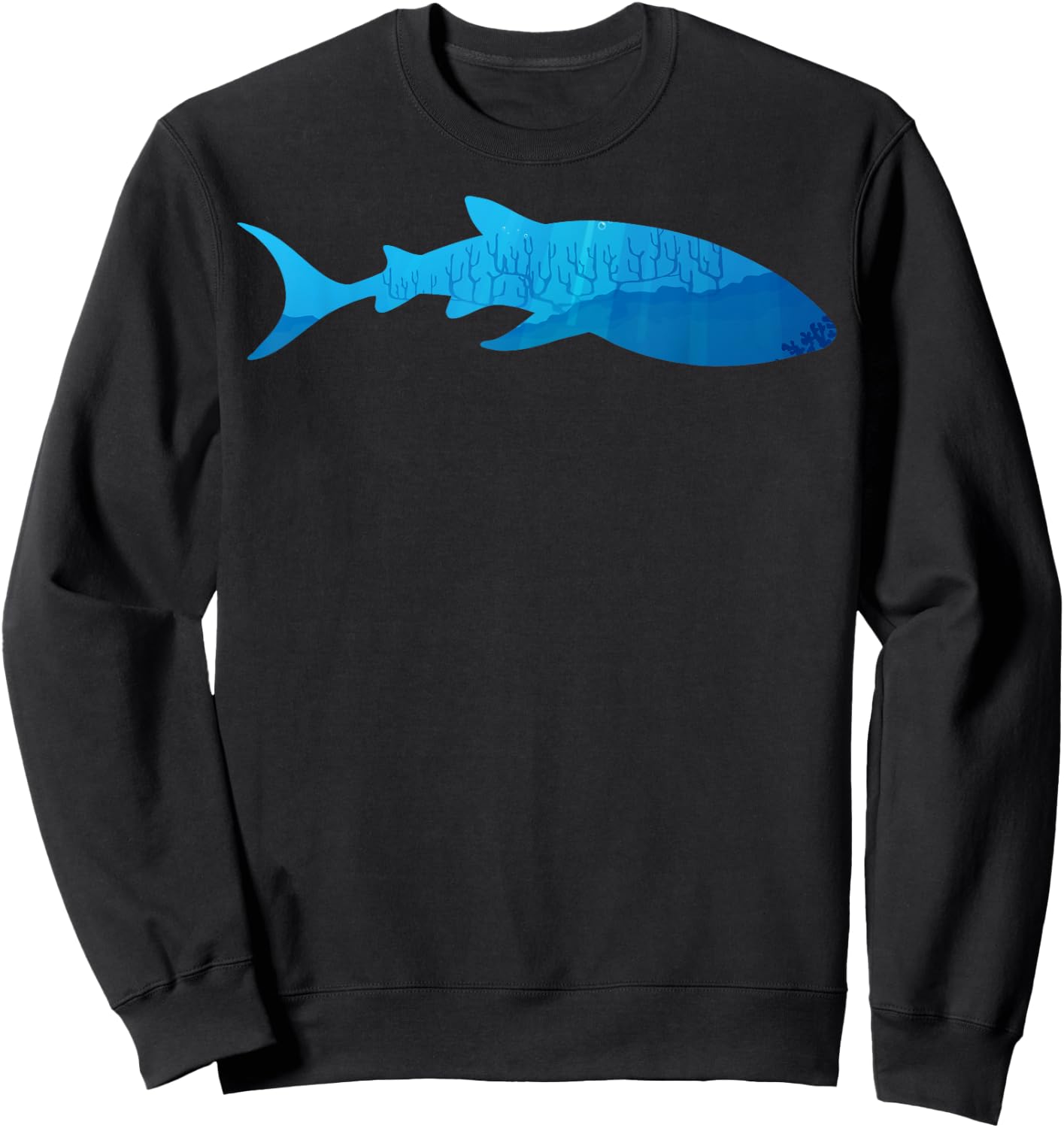 Animal Lover in the Nature with Silhouette of Whale Shark Sweatshirt - Sweatshirt | Black