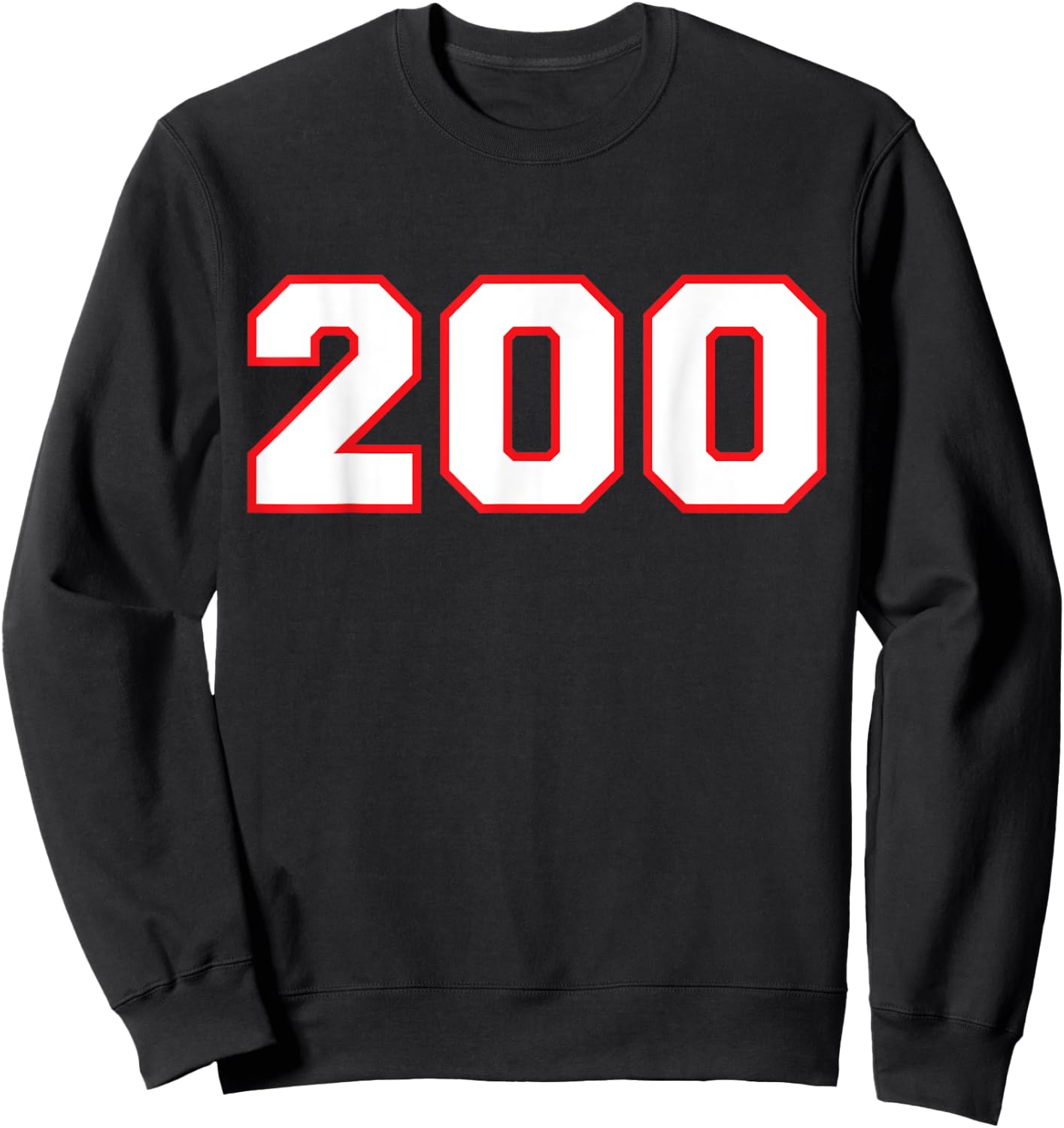 Number #200 Sports Player Fan Jersey Red White Lucky Number Sweatshirt - Sweatshirt | Black