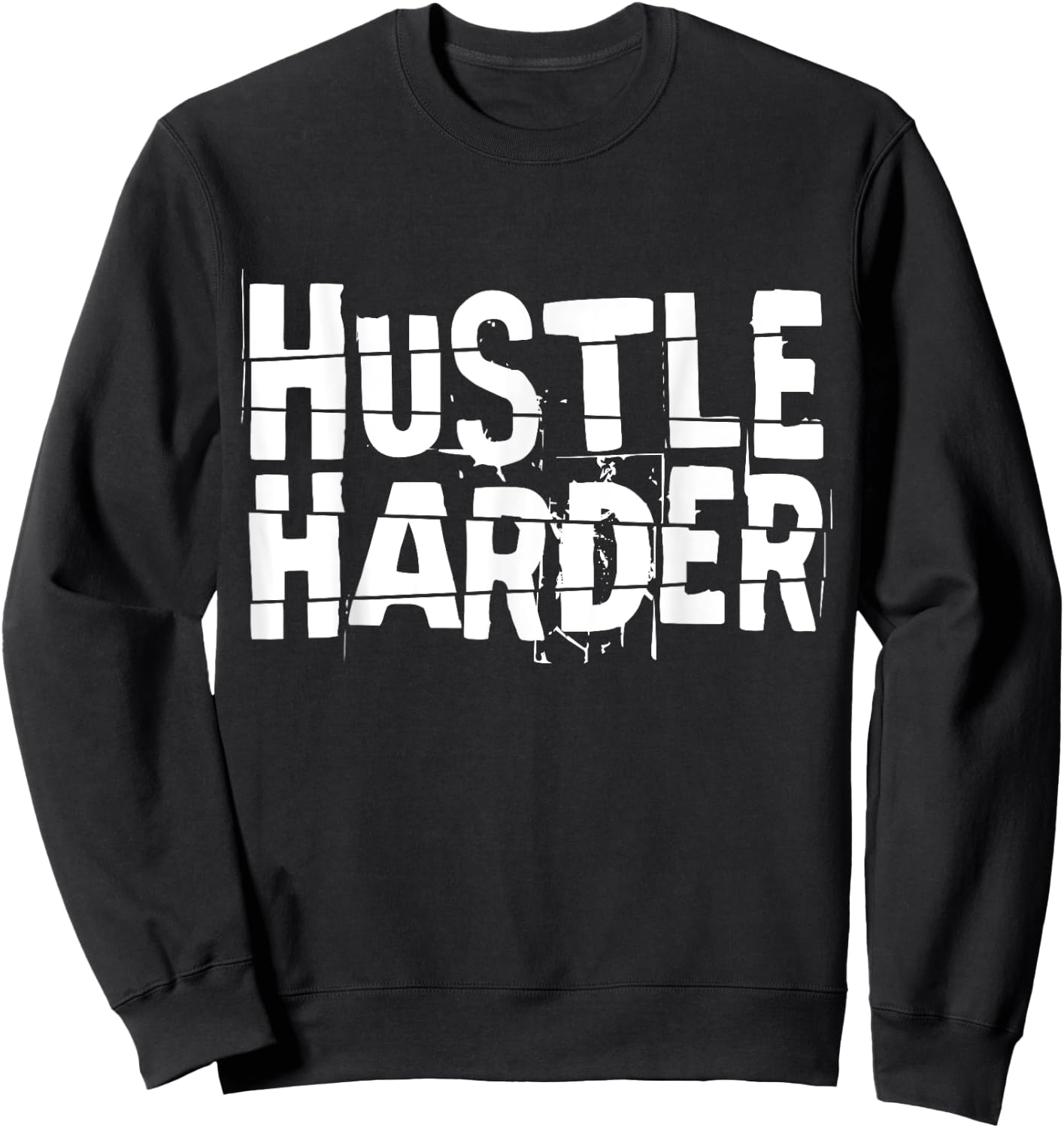Motivational Quote CEO Entrepreneur Gifts by DMTRY Hustle Harder -Adults Black Cotton Blend Modern Short Sleeve Small Sweatshirt - Sweatshirt | Black
