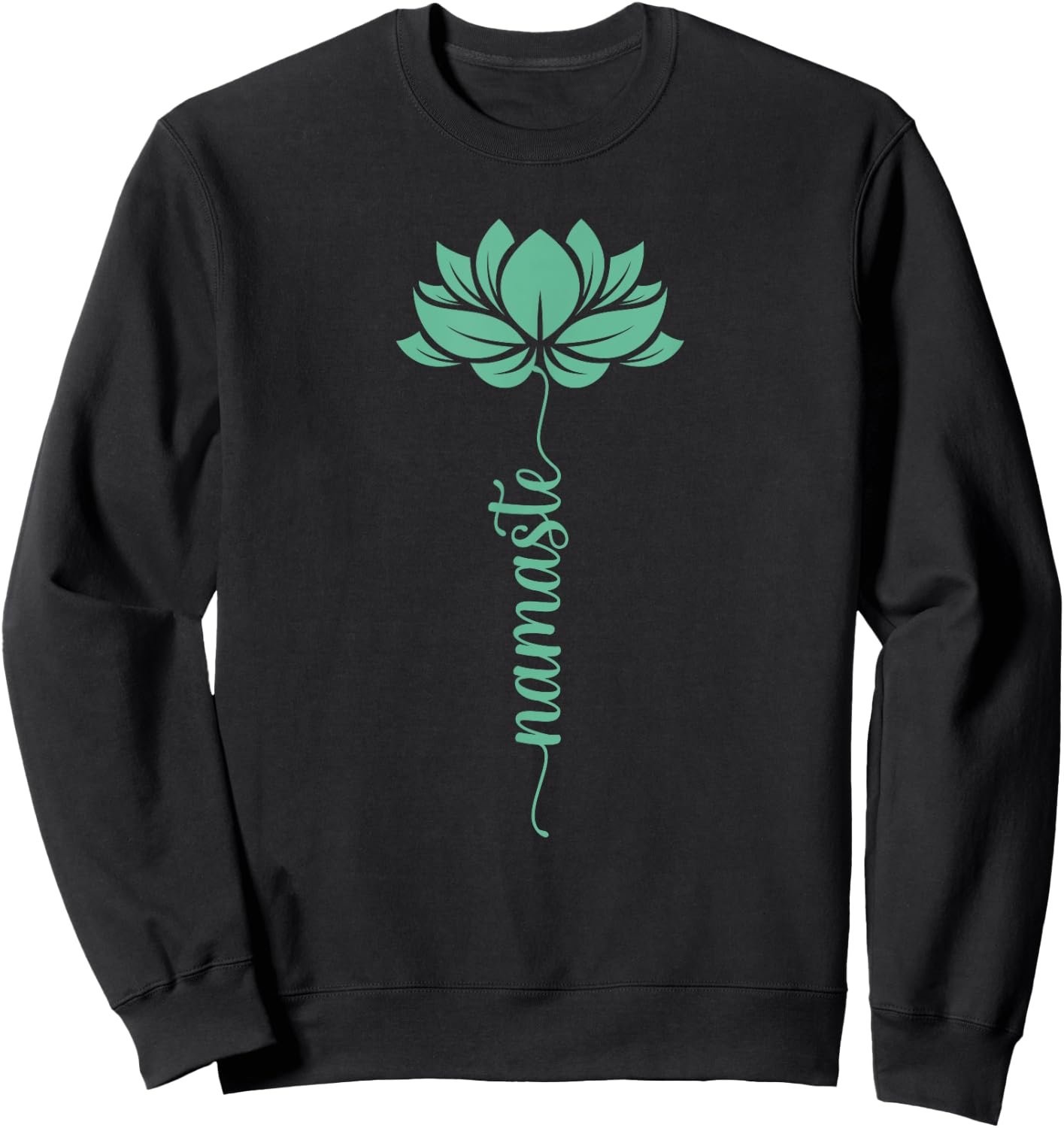 Namaste Yoga Lotus Flower Minimal Mint Green New Age Flower Sweatshirt - Sweatshirt | Black