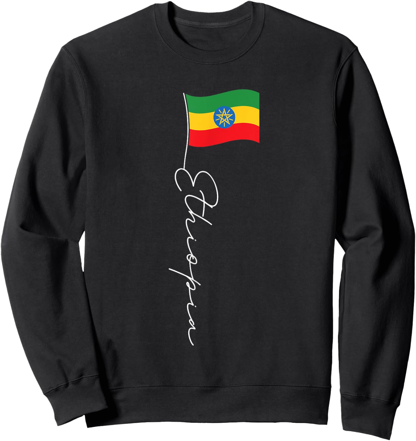 Ethiopia Signature Flag Pole - Patriotic Ethiopian Flag Sweatshirt - Sweatshirt | Black