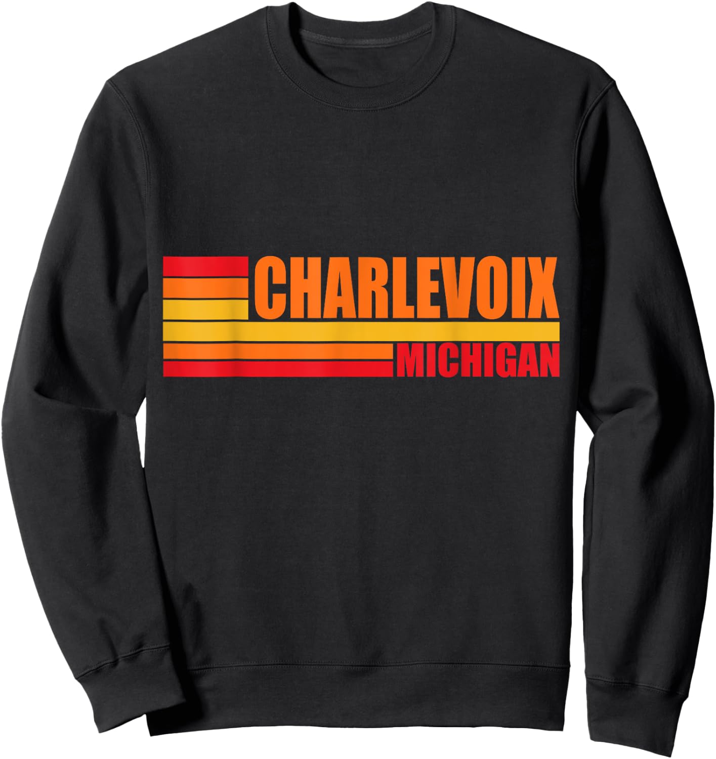 Charlevoix Michigan Lake Mi Up North Traverse Bay City Sweatshirt - Sweatshirt | Black