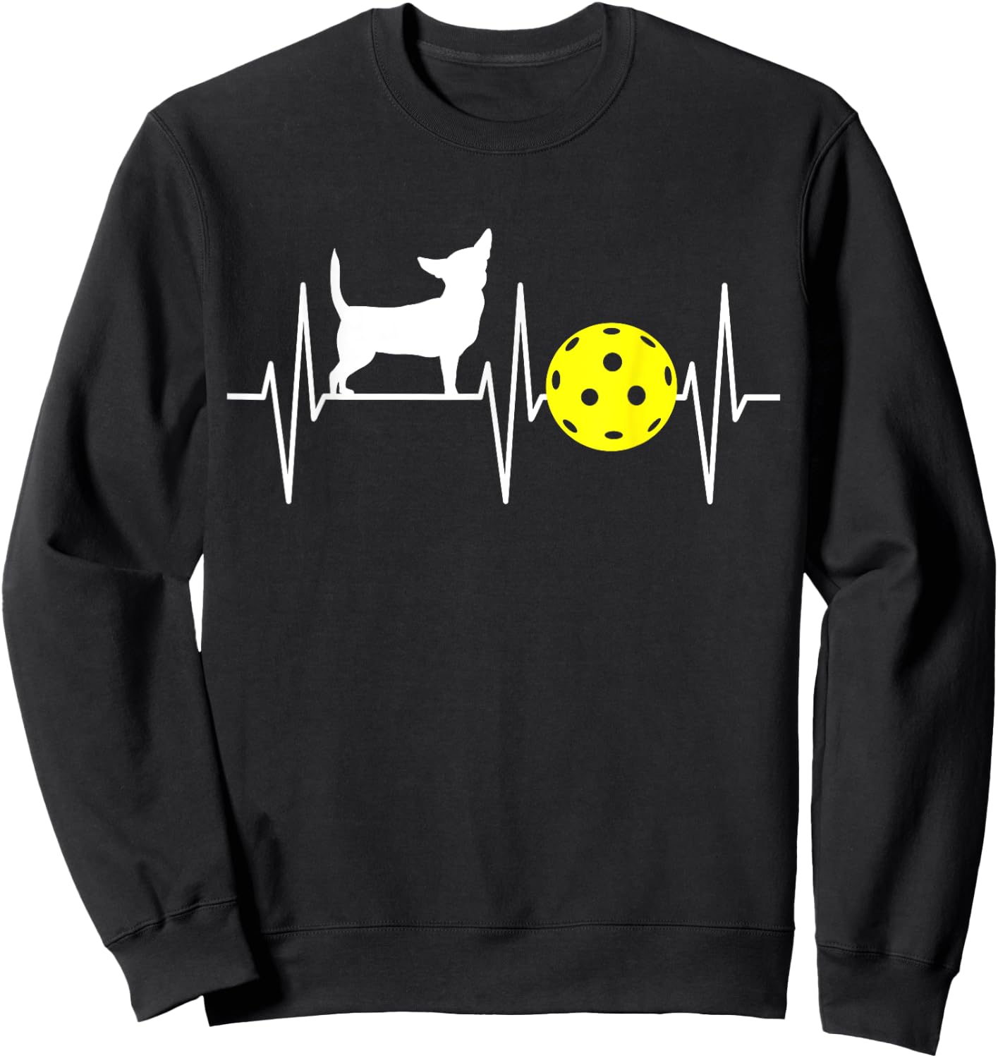 Chihuahua Shirt Pickleball Player EKG Dog Chihuahua Lover Women Girls Kids Sweatshirt - Sweatshirt | Black