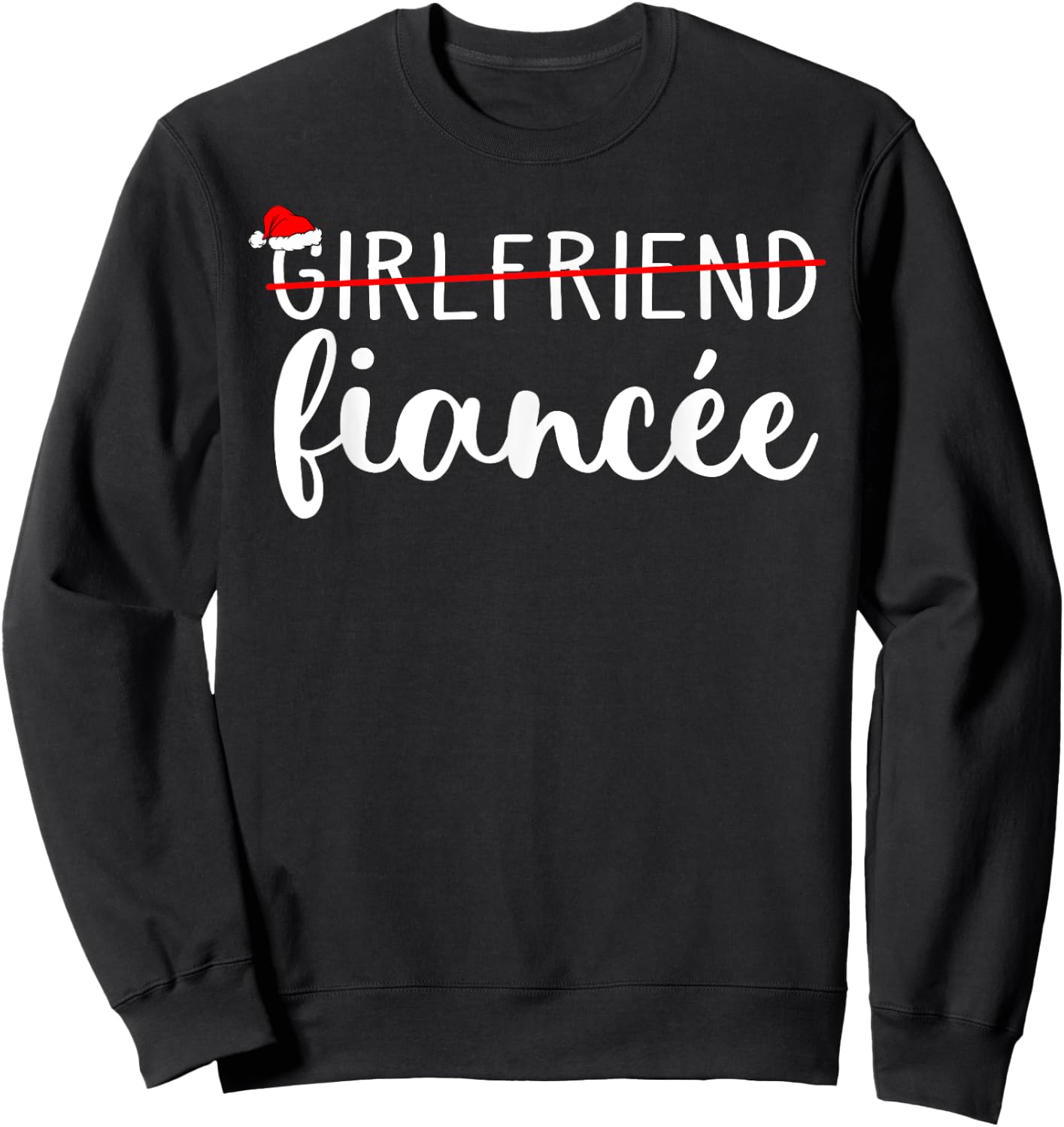 Fiancee Fiance Engaged Couples Matching Christmas Pajama Sweatshirt - Sweatshirt | Black