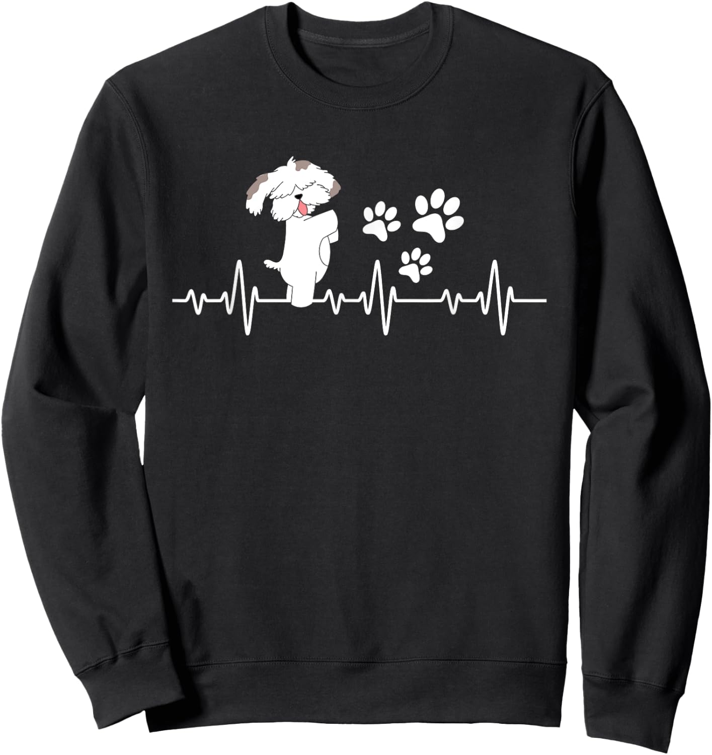 Shih Tzu Heartbeat - Dog Owner Animal Breeder Canine Lover Sweatshirt - Sweatshirt | Black