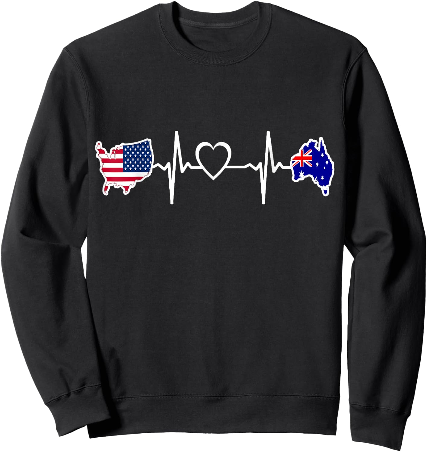 Australia American USA Flag - USA Australian Heartbeat Sweatshirt - Sweatshirt | Black